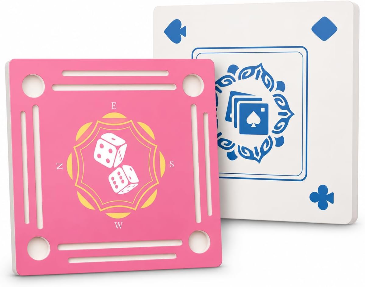Double-Sided Floating Mahjong Table for Pool, 31.5 x 31.5 in Pool Game Table Float with Cup Holders, Waterproof Mahjong Pool Float Mat for Card Games, Poker, Beach, Hot Tub, Camping, Indoors