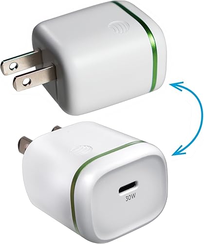 Miniatura 7 de AT&T Adaptador de corriente de carga rápida USB-C de un solo puerto de 30 W para iPhone de Apple, iPad, reloj, Google Pixel y Samsung Galaxy (blanco)