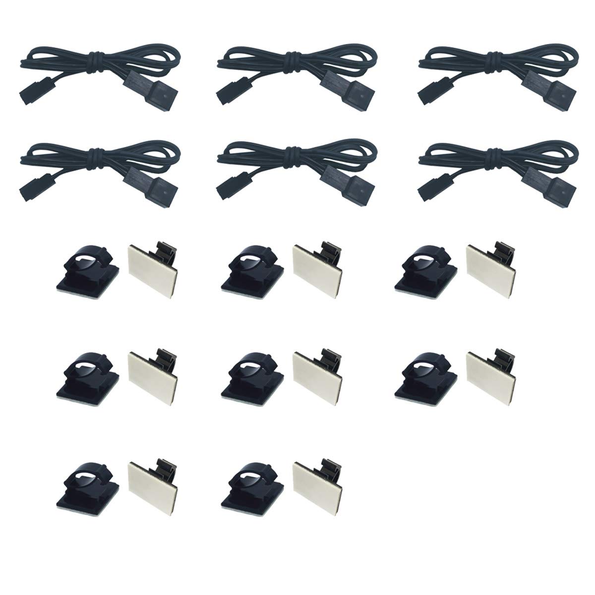 Litever 12 Inches Extension Cable 22 awg, Male to Female, ONLY for Litever Under Cabinet Lighting Kit LL-013 Series. 16 Cable Tiers Included (6-Pack-12 Inches)