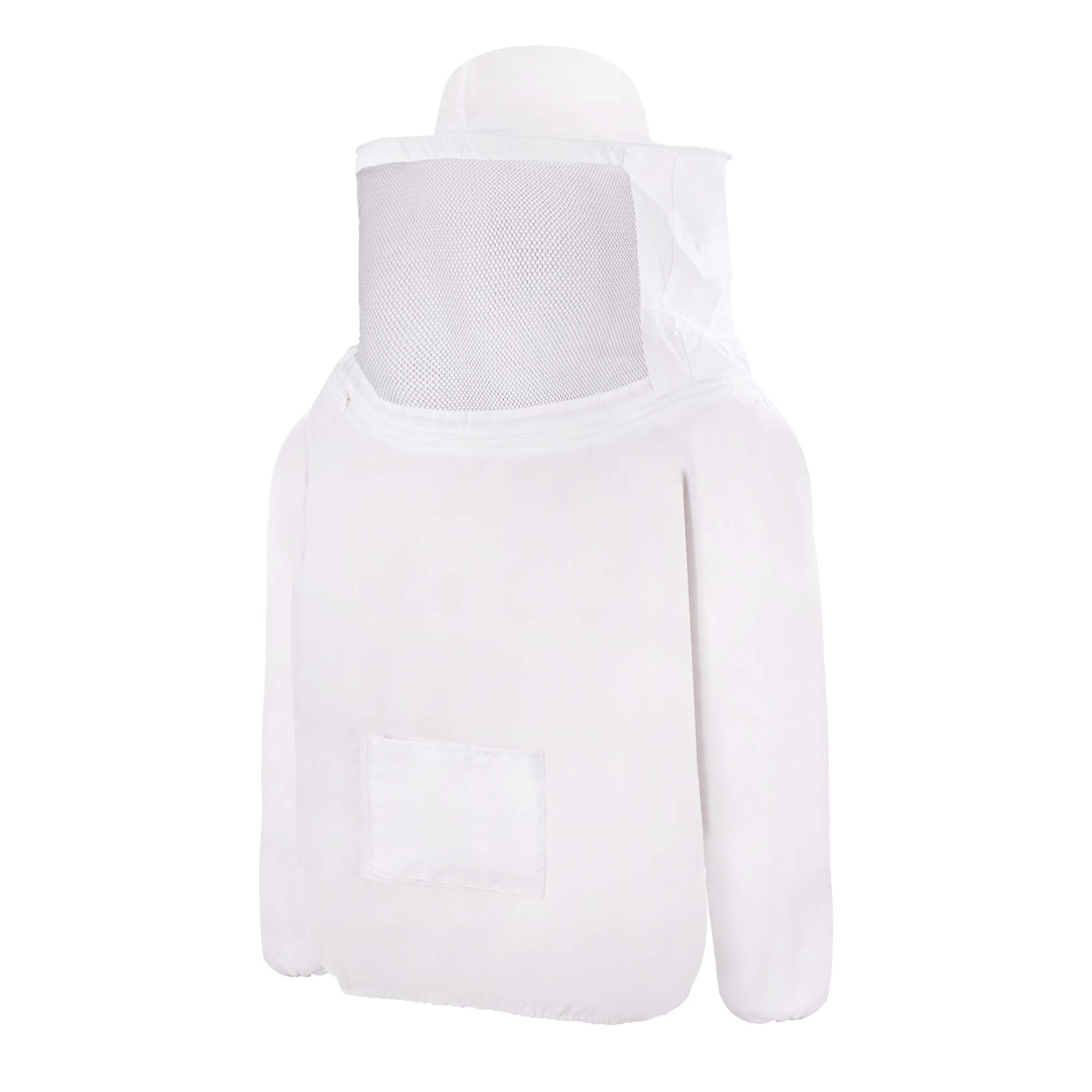 Professionelle Imkerjacke mit Zaunschleier und Reißverschluss-Kapuze, Hut, weißer Imkeranzug, professionelle und Anfänger, Imker, leicht, stichfest, Bienenschutz, Rauch für Männer und Frauen, weiß,