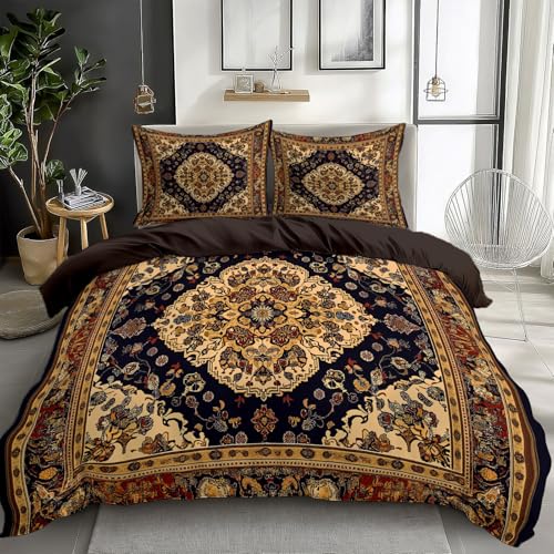 CozyRest Parure de Lit Réversible avec Motif à Impressions orientales Housse de Couette 90 x 190 cm 1 Personnes et 1 x Taies d'oreiller 65x65 cm Adulte...