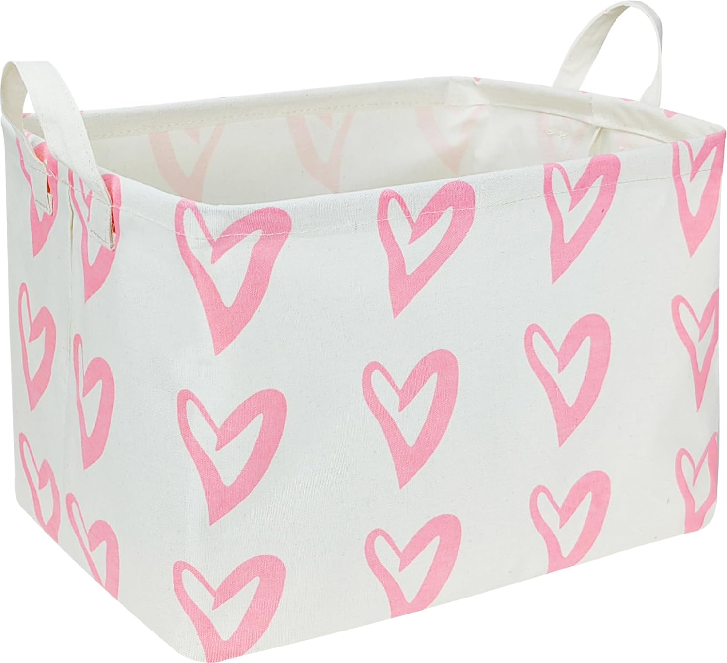 CLOCOR Rectangular Pink Heart Basket Empty, Storage Bin, Waterproof Book Box, Gift Basket(Pink Heart)