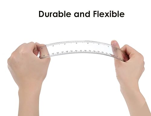 Miniatura 8 de Paquete de 30 reglas de plástico transparente de 12 pulgadas, regla flexible recta con pulgadas y métricas para la escuela, aula, oficina