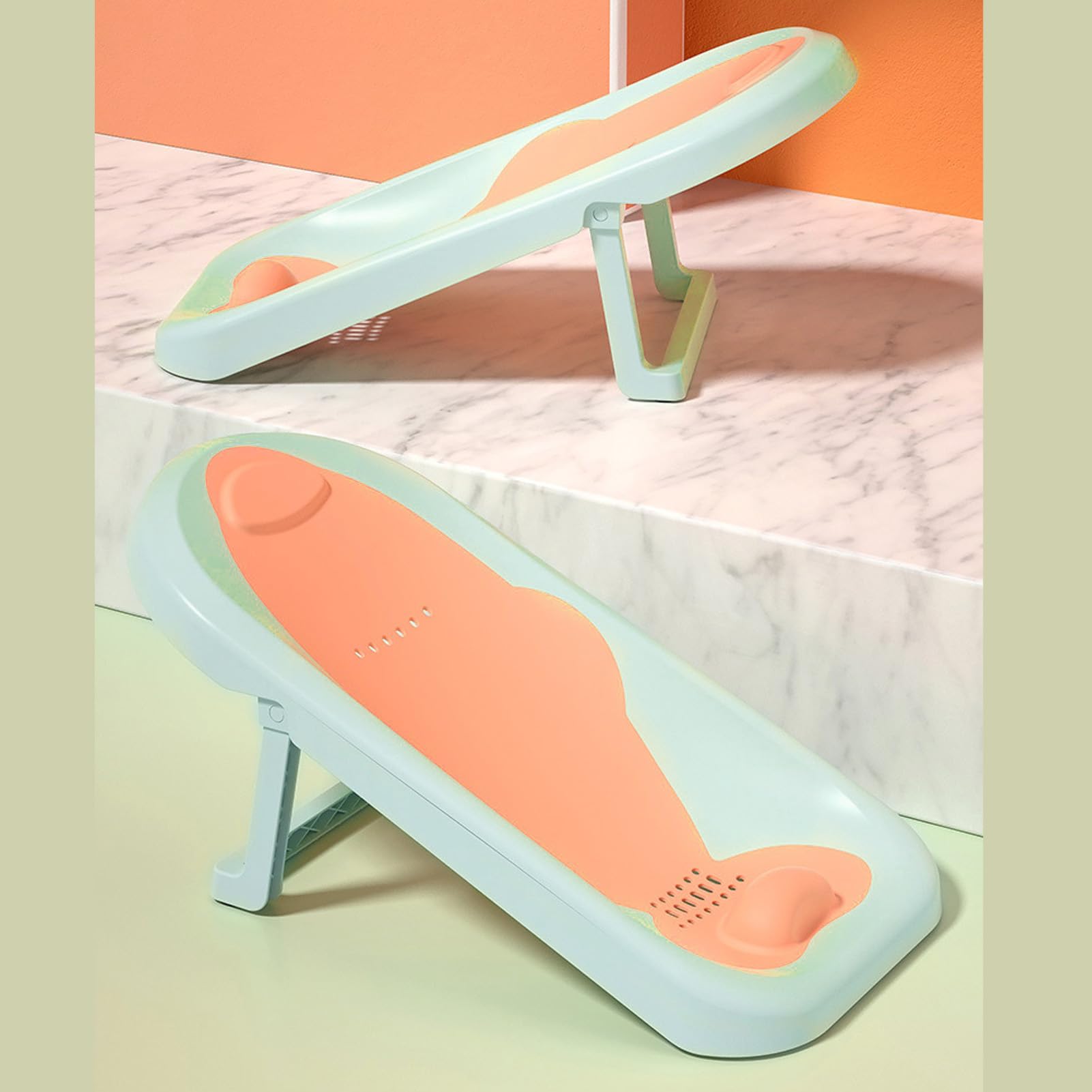 Supporto per Seggiolino per Bagnetto, Supporto per Bagnetto Ergonomico Pieghevole per Lavandino per Neonato (Verde Matcha)