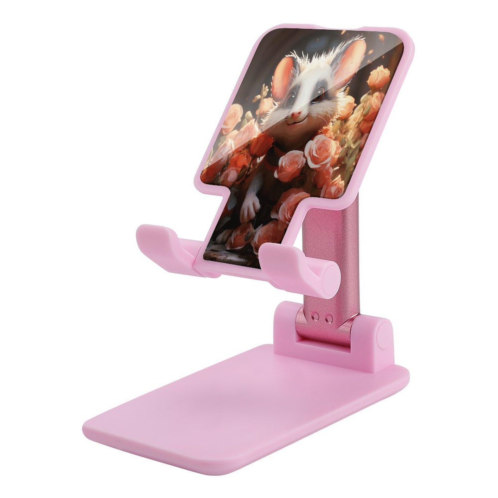 Support téléphone portable pliable iPhone Android opossum roses