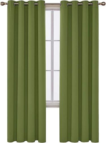 Miniatura 184 de Deconovo Darken - Cortina opaca con aislamiento térmico y ojales para sala de estar, 42 x 63 pulgadas, color blanco puro Negro,Beige claro,Azul