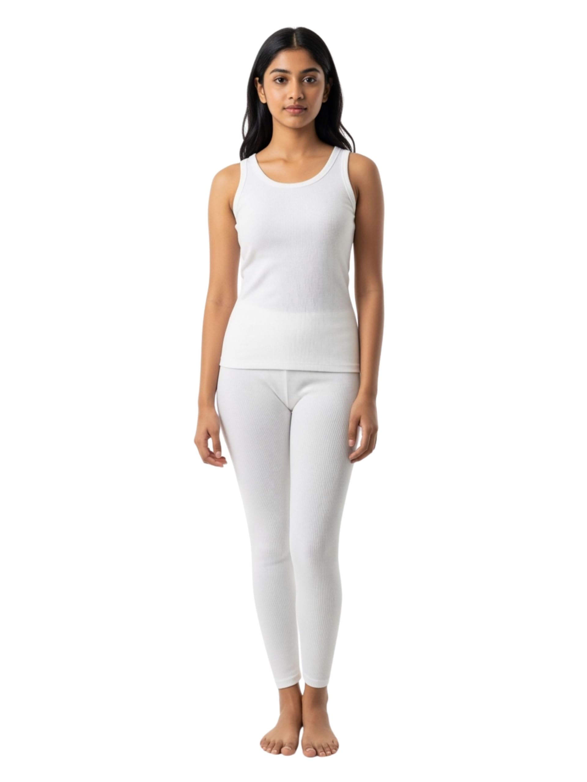 Essentials Thermals for Winters - Sleeveless Tank Top & Regular Fit Leggings, Warm Top & Bottom Wear for Young Women, Regular Winterwear