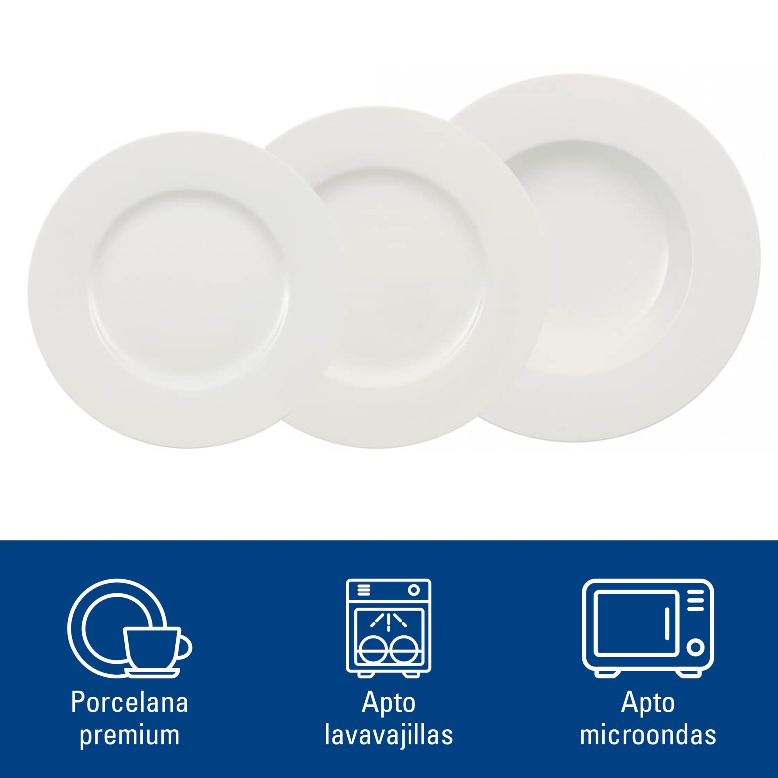 Villeroy & Boch - Wonderful World Set de Cena 12 Piezas para 4 Personas Blanco, Apto para Lavavajillas, Apto para Microondas, Platos de Cerámica, Vajilla Blanca, Porcelana Premium