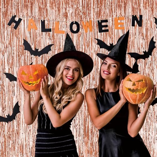 2 Pack Rose Gold Foil Fringe Backdrop Rose Gold Tinsel Backdrop Tinsel Curtain Backdrop Streamer Backdrop Curtain for Rose Gold Birthday Decorations Prom Decorations Party Streamers Decorations - Image 3