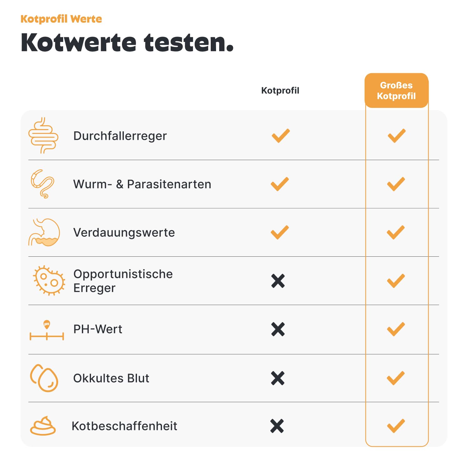 PEZZ Großes Kotprofil 7-in-1 Test für Katzen | Nur eine Probe | Alle häufigsten Parasiten und Würmer & Durchfallerreger, Verdauungsfunktion, Enterotoxin, pH-Wert etc. | gratis Labor-Versand