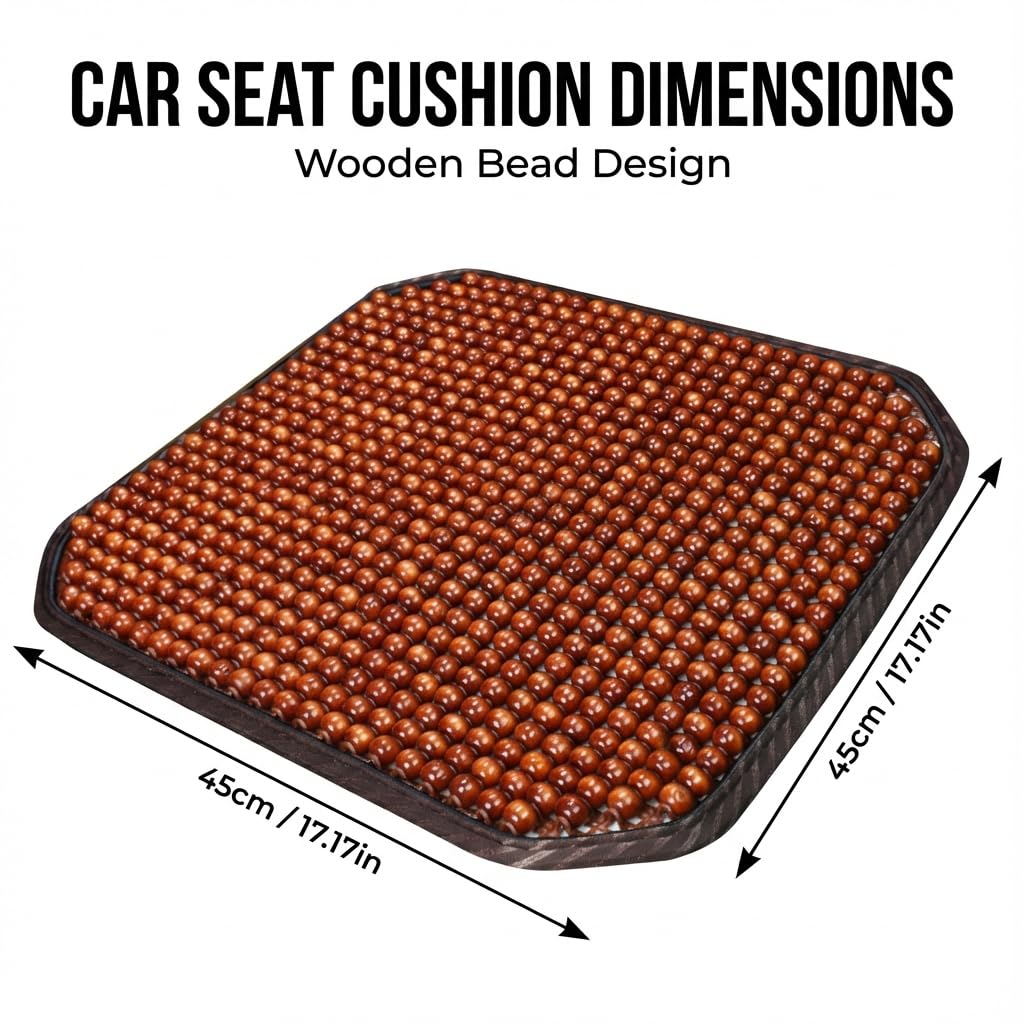 Housse de siège en perles de bois pour voiture/van/Taix - 45 x 45 cm - Coussin rafraîchissant pour siège de voiture - Pour voiture, maison, bureau