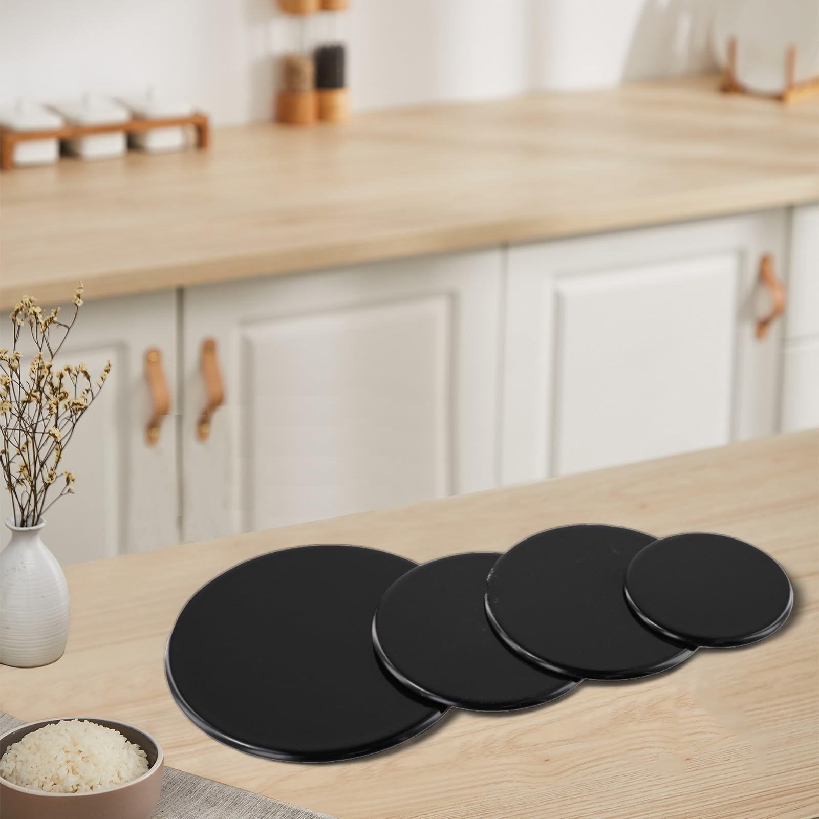Gasbrennerkappen-Set für Herd, 4 Stück, 55 mm, 75 mm, 100 mm, schnelles und effizientes Kochen (flach)