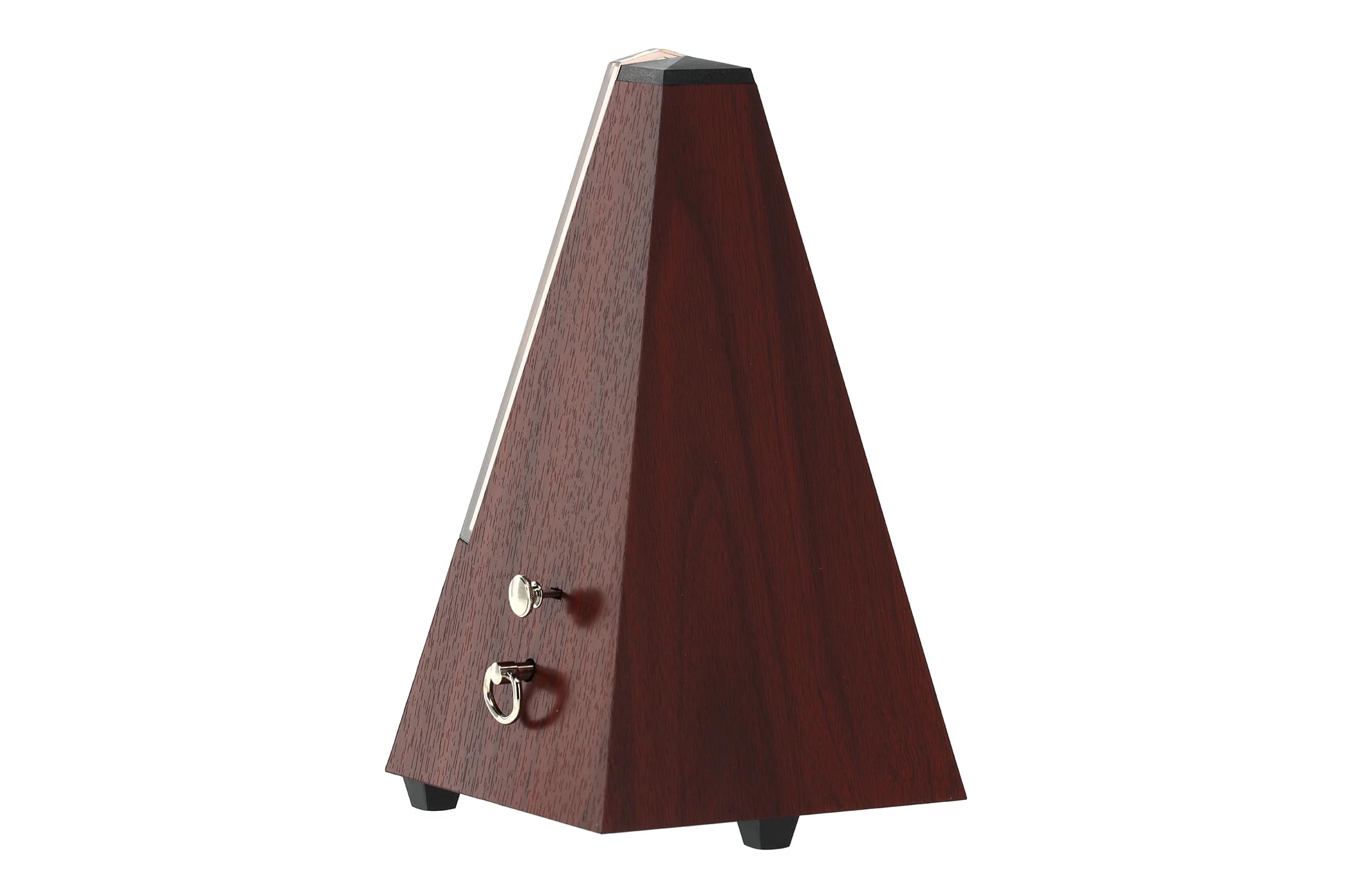 Wittner Metronomo Taktell forma piramidale Sistema Maelzel Serie 802K - Custodia in plastica - Con campana - Con coperchio in plexiglass - Venatura mogano - Non richiede batterie - Made in Germany