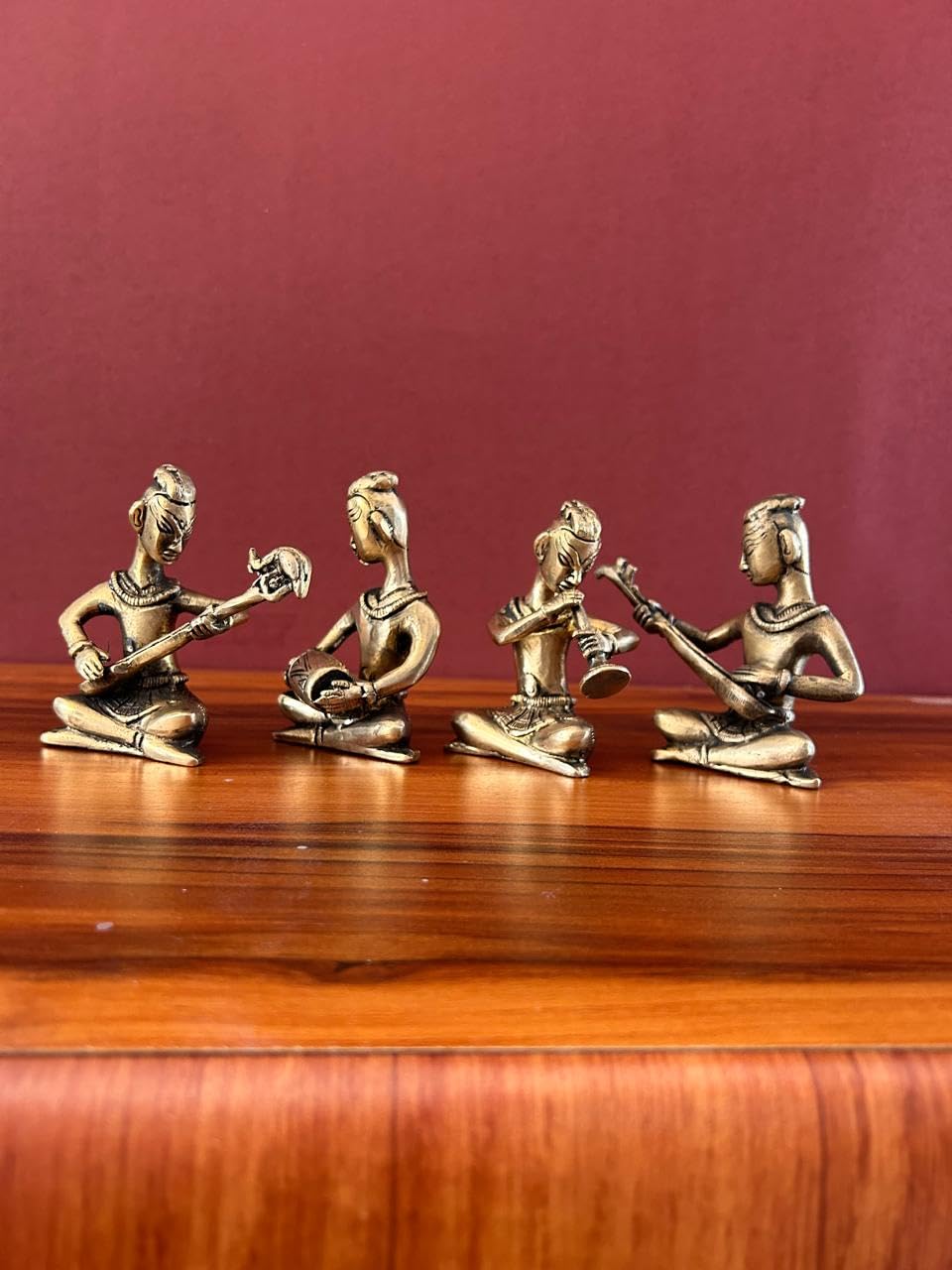 Joyful - Set musicale in ottone, 4 pezzi, collezione di idoli musicisti per regali di ritorno al matrimonio, regalo di nozze, set musicista in ottone, 11,4 cm, set di musicisti popolari tribali per la