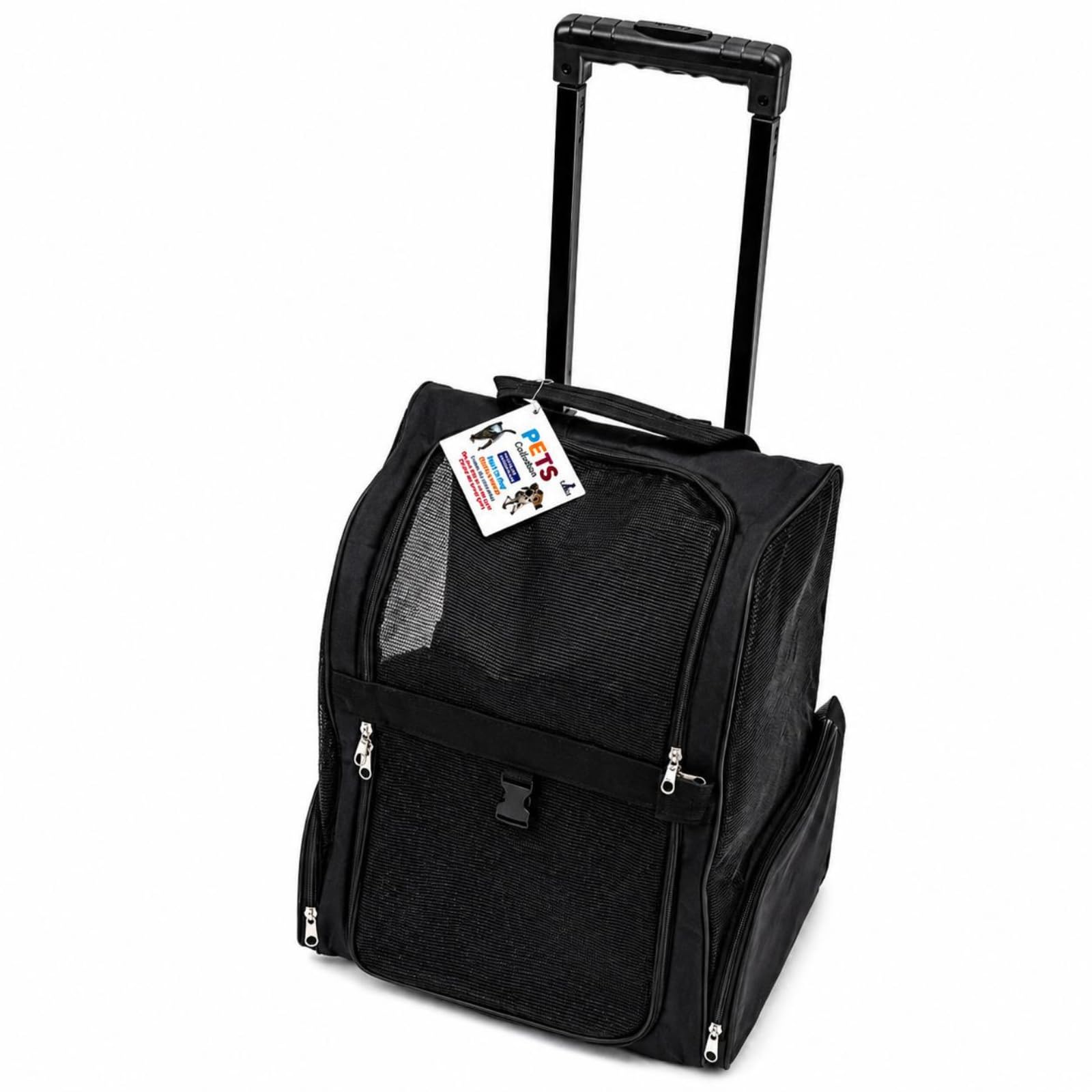 Bolsa de transporte para gatos (2 en 1, con ruedas y mochila, bolsa de transporte para gatos y perros pequeños, hasta 15 kg, bolsa de transporte ventilada, con bolsillos de almacenamiento, 51