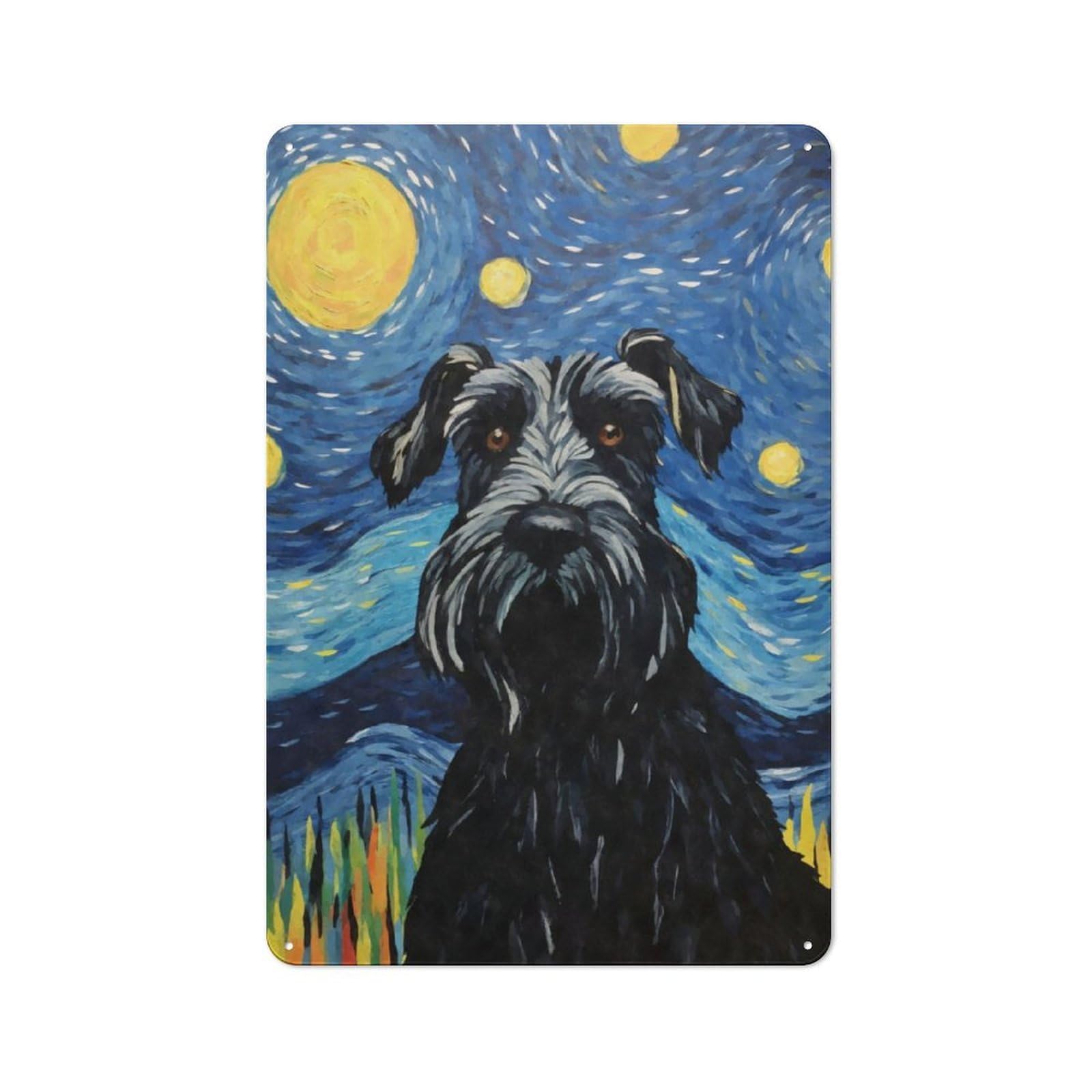 Junmoney Giant Schnauzer Starry Metal Plaque 30X20cm With For Hallway Wall, Retro Decor, For Wall Display Collectors