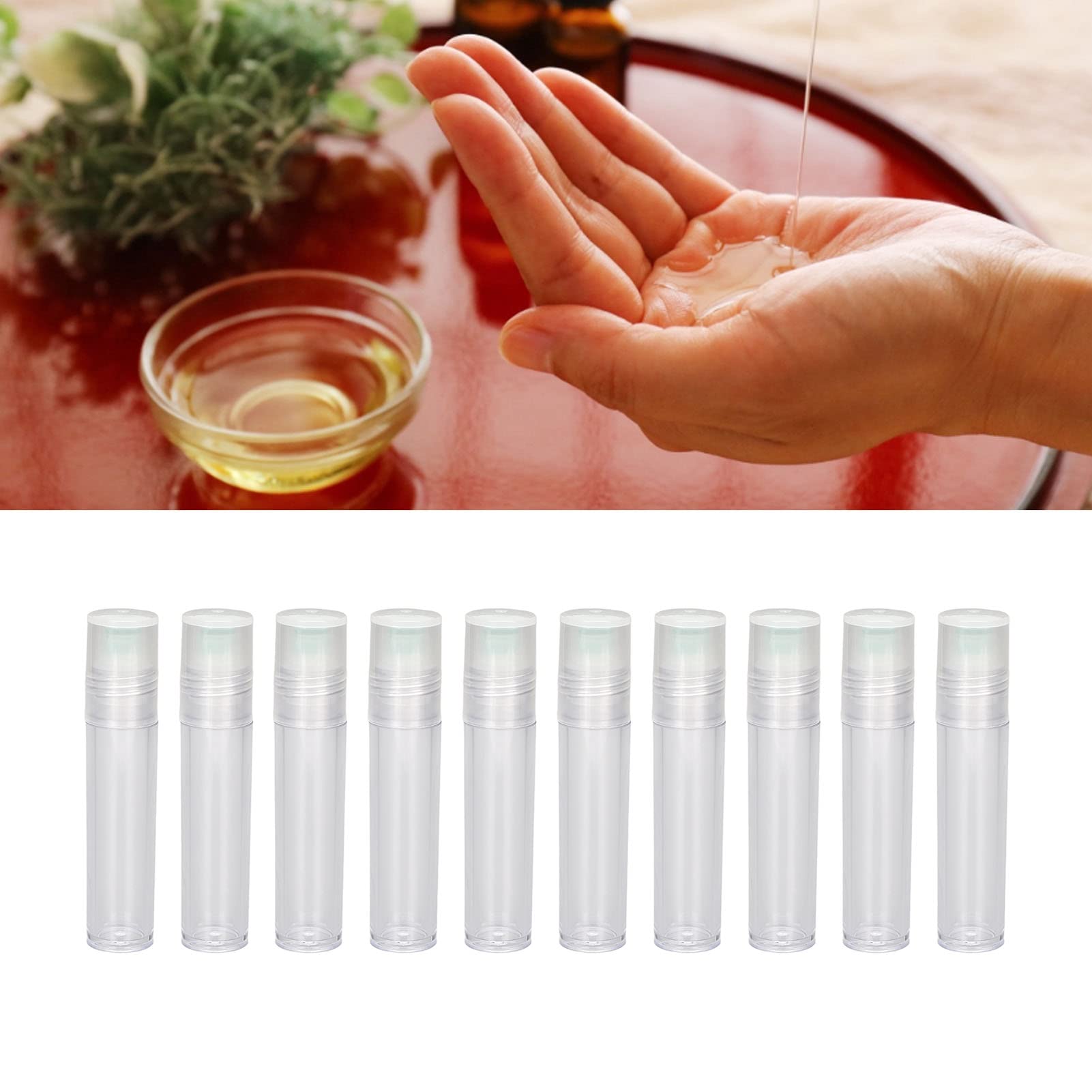 10 botellas de 7 ml roll-on de plástico, portátiles, vacías, rellenables, perfume, aceite esencial, roll-on