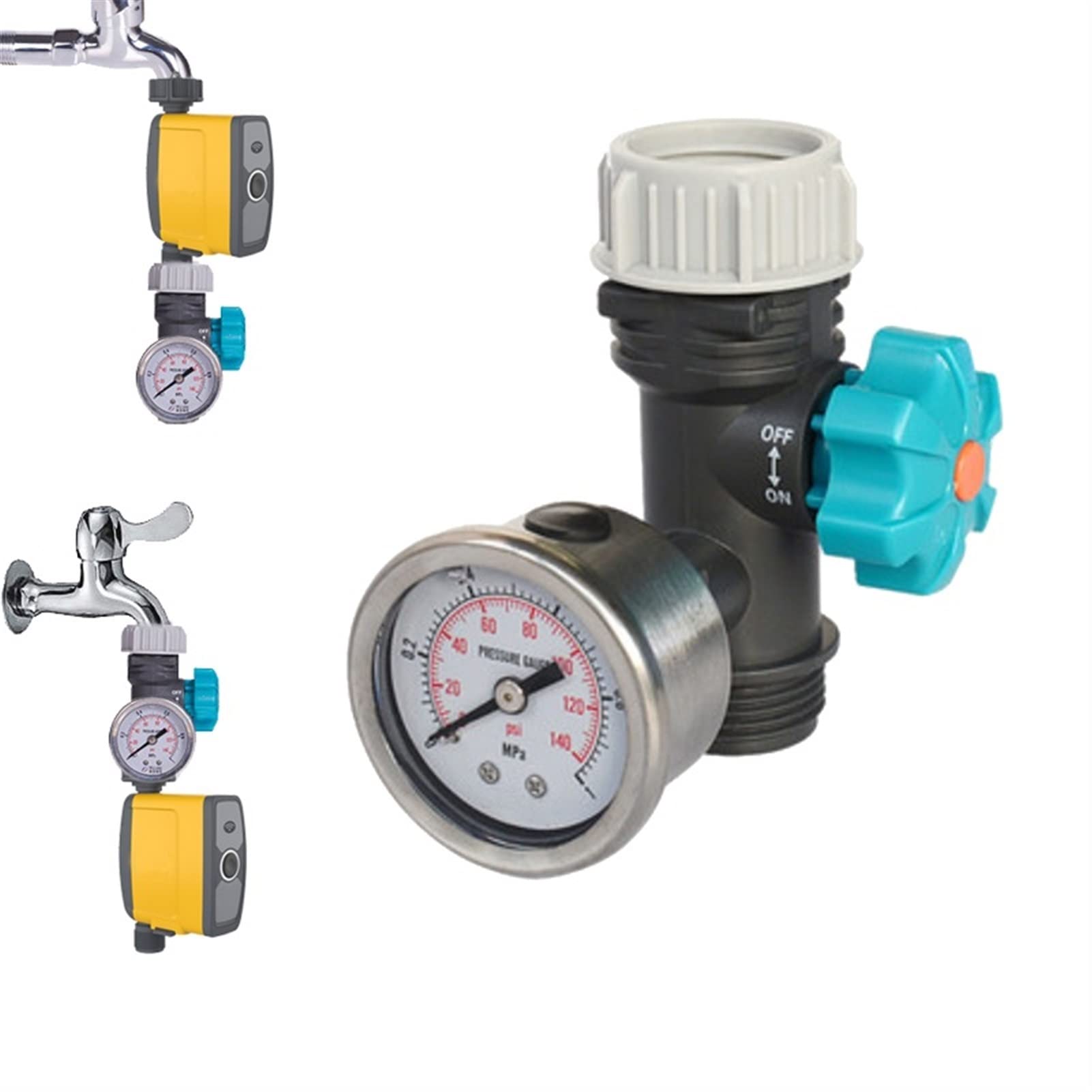 Válvula de agua inteligente Apagado WIFI Tuya Smart Sprinkler Timer Home Garden Temporizador de riego automático Sensor de lluvia Riego por aspersión WIFI Control remoto (Color : Pressure valve)