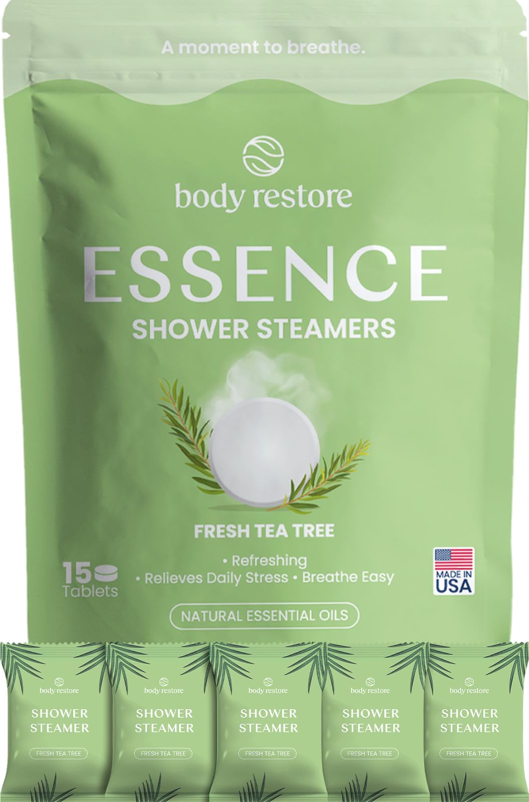 Body Restore Parowary pod prysznic, aromaterapia, 15 sztuk, relaksujące prezenty urodzinowe dla kobiet i mężczyzn, niezbędne akcesoria podróżne, ulga w stresie i samoopiece - Essence