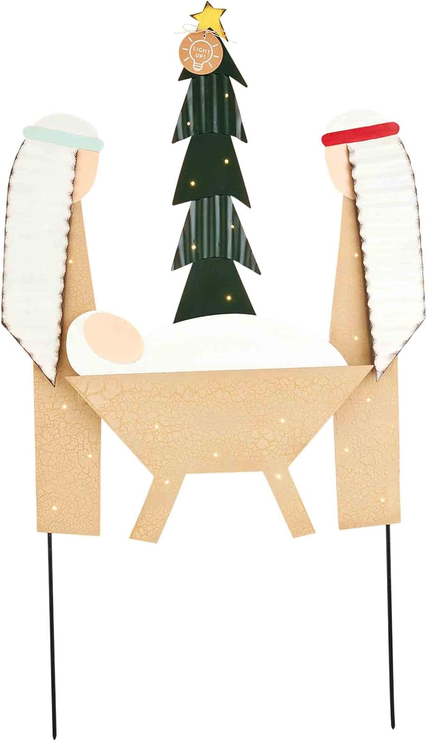 Mud Pie Nativity Yard Stack, 35" x 21", Gray