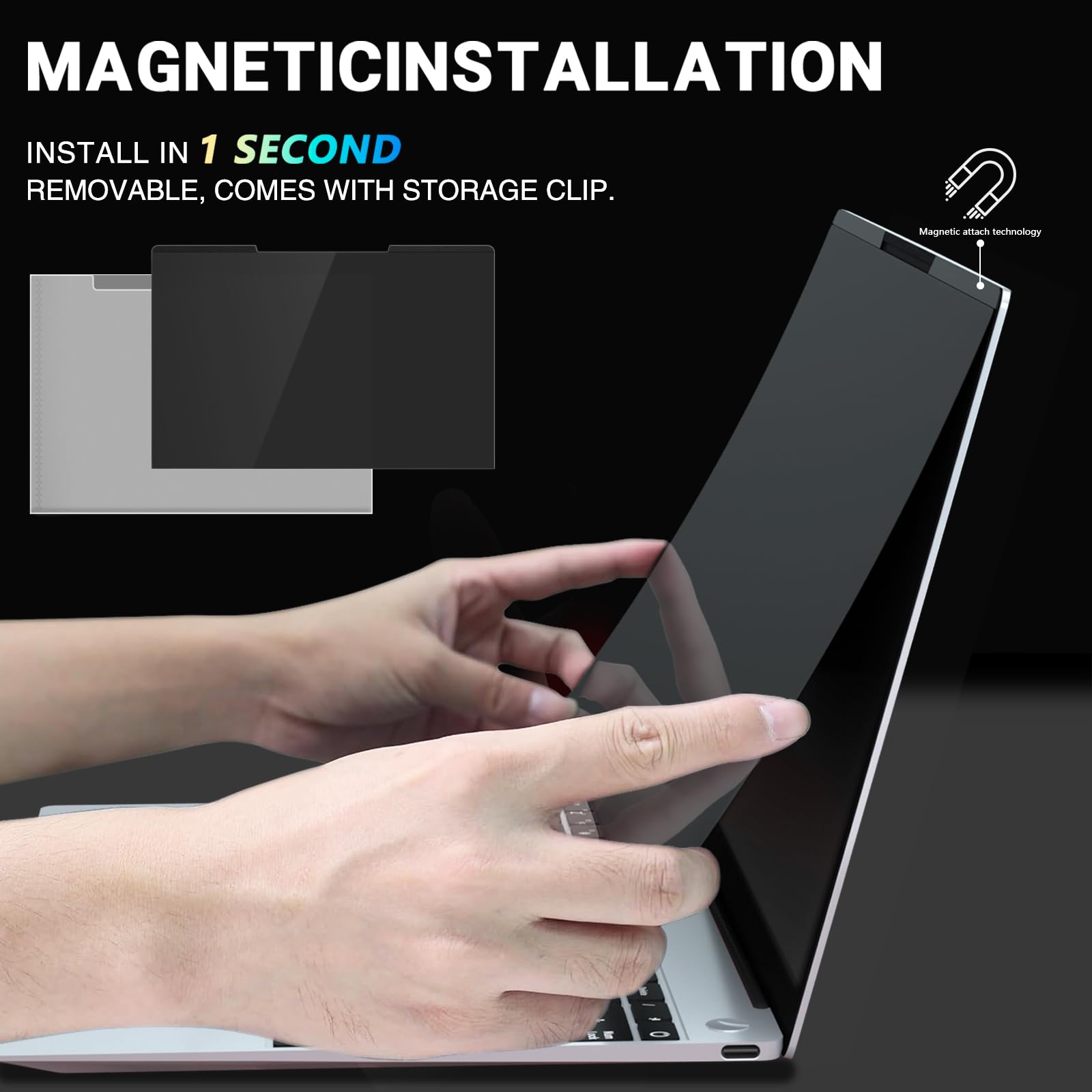 Pantalla magnética de privacidad para portátil de 13.3 pulgadas para 16:9 Widedisplay, pantalla de privacidad extraíble para computadora portátil, filtro de luz azul antirreflejos para 8