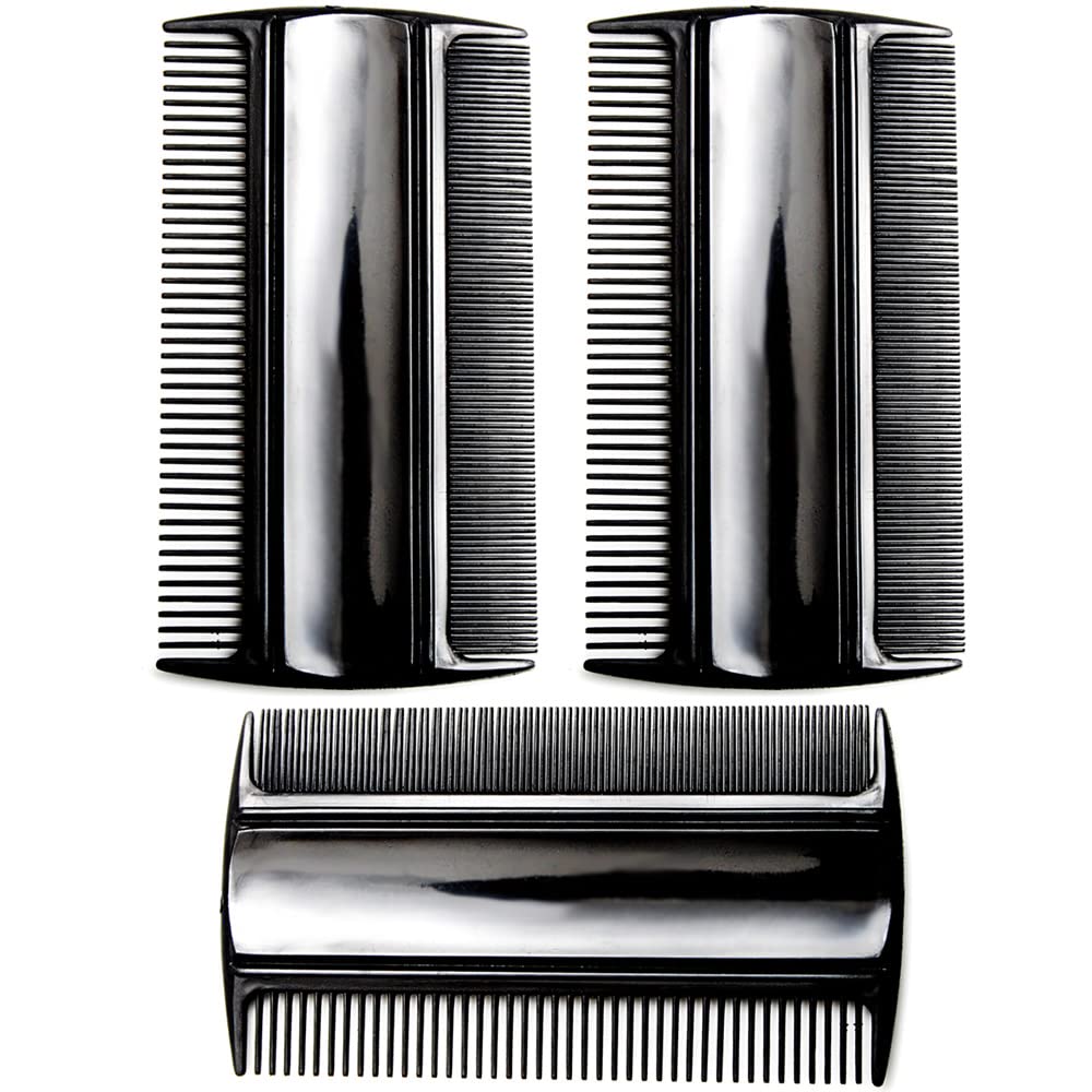Favorict (3 Pack) 3.5" Pocket Hair Comb Beard & Mustache 2 Sides Combs for Men's Hair Beard Mustache and Sideburns (Black)