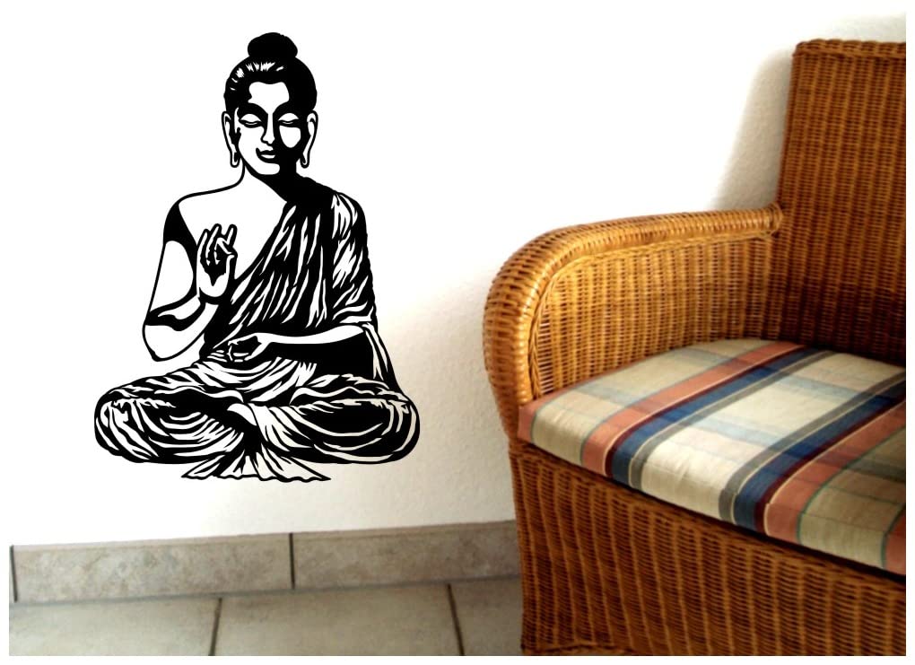 Samunshi® Wandtattoo Buddha Wandsticker 89 x 120cm mittelgrau