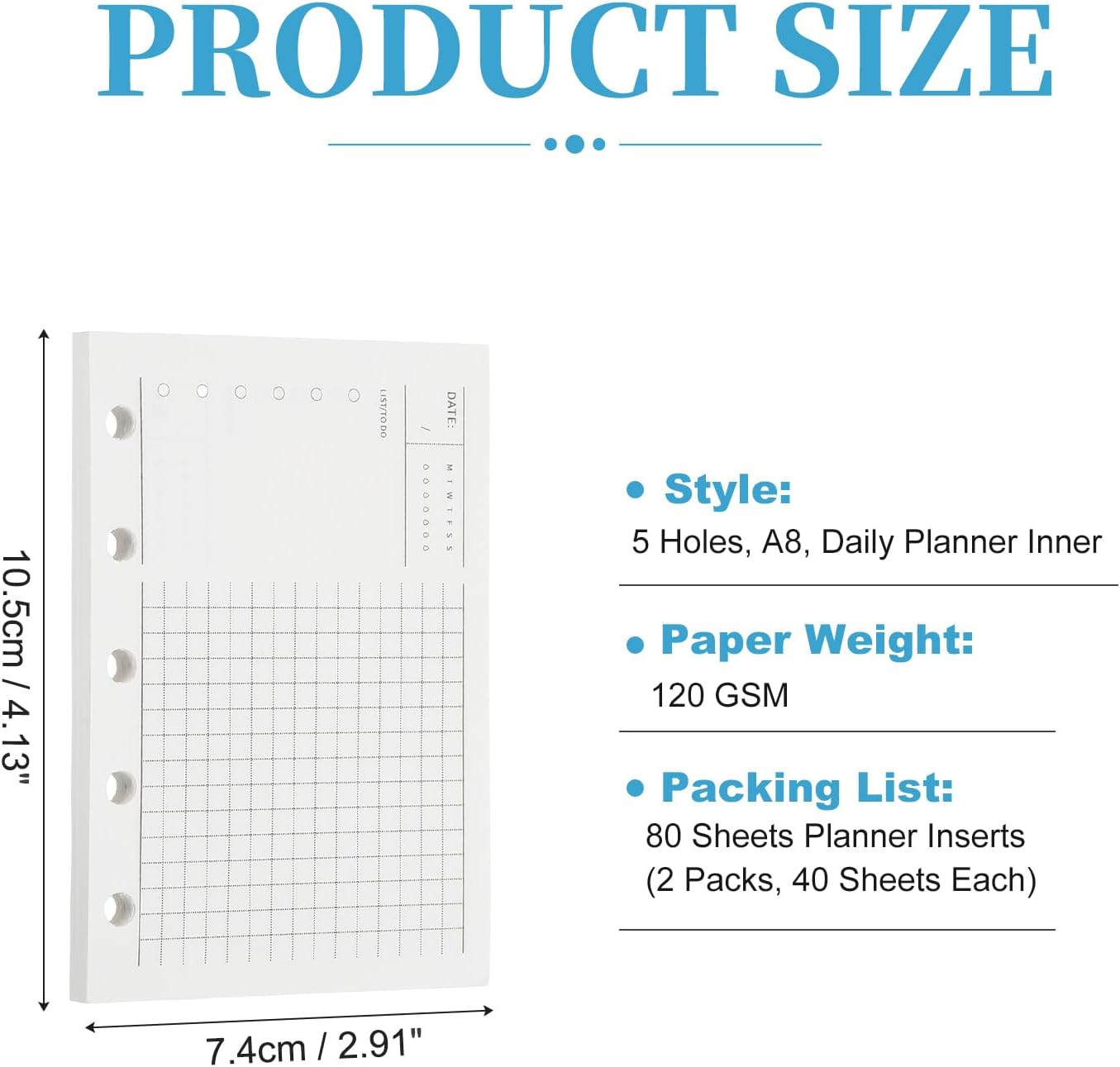 80 Sheets A8 Planner Inserts Daily Planner Binder Inserts image 2