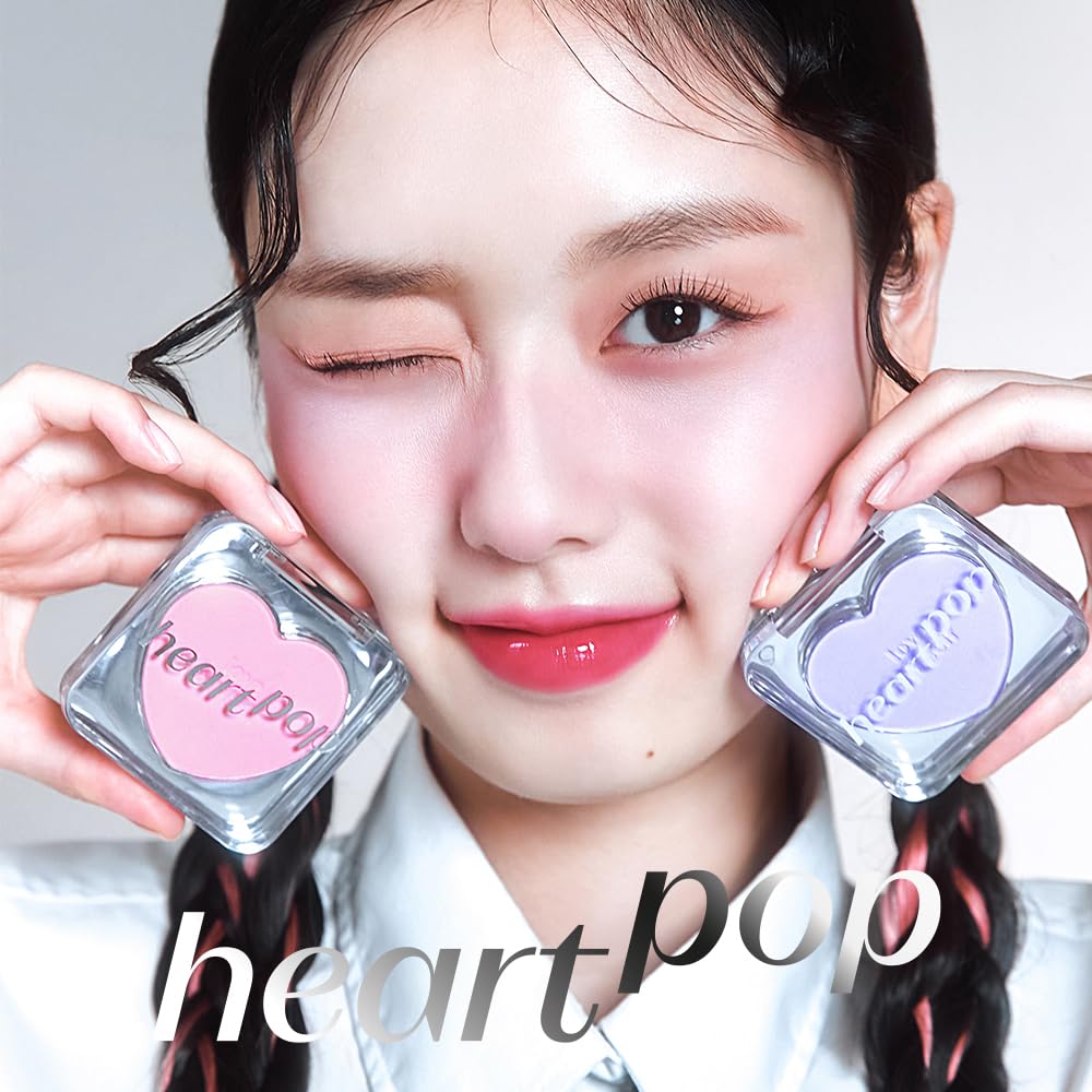 ETUDE Heart Pop Blush, Frosty Pink Cheek Color, Natural Glow & Glossy Finish, Lightweight Formula, Compact 0.2 oz – Frosty Petal - Image 2