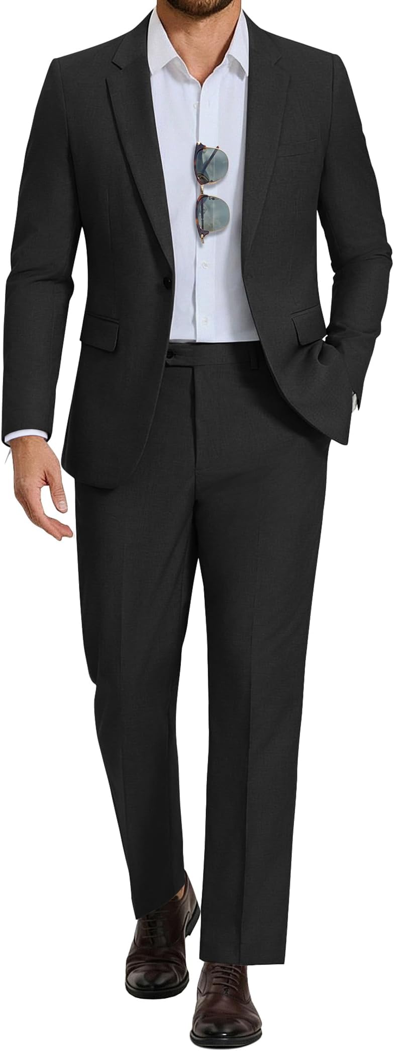Men's Suits Regular Fit 2 Piece Suit Set One Button Solid Blazer and Pants for Wedding Prom Casual Business