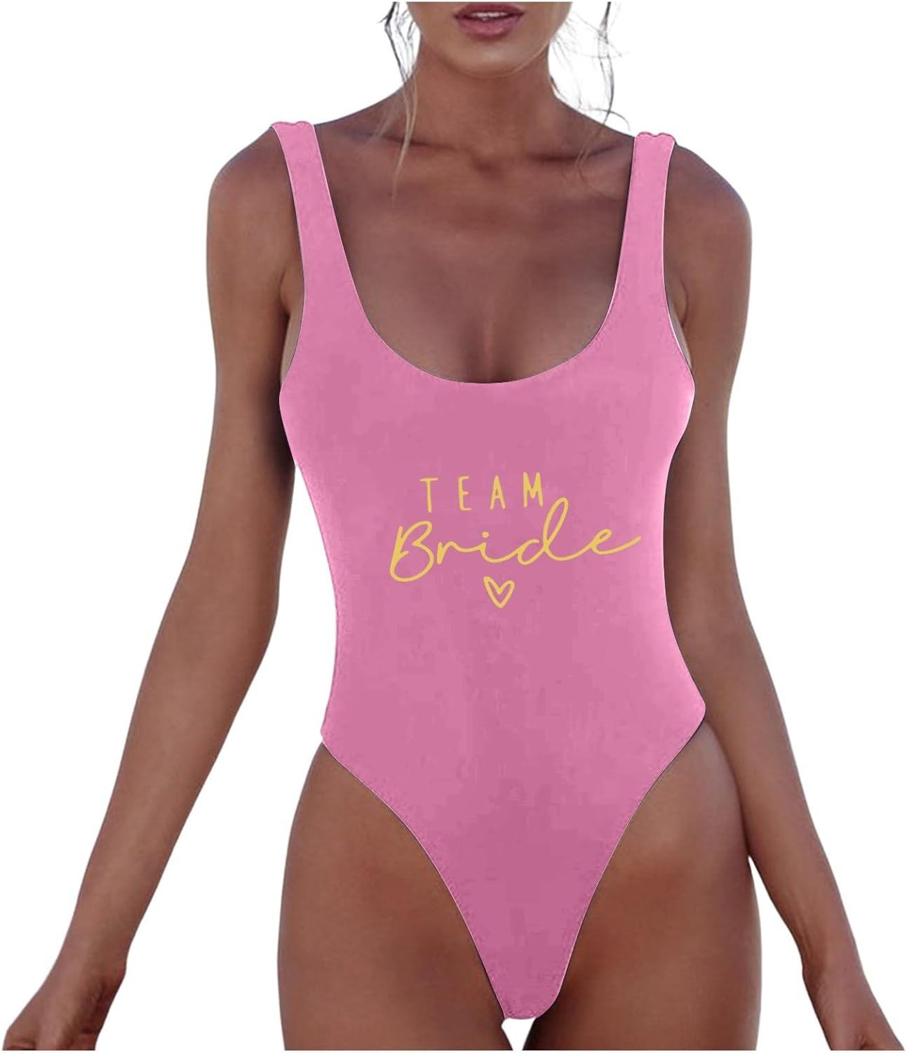 Costume Da Bagno Intero Donna Per Addio Al Nubilato - Stampa Lettere, Taglie 34 E Oltre, Poliestere Ed Elastan - Foto 2