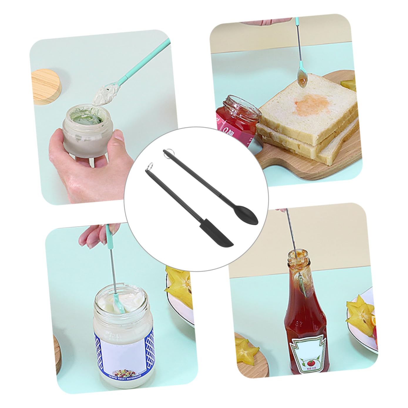 Espátula de Silicona Pequeña Negra para Hornear, y Maquillaje | Pala Cosmética Multiusos, Ligera, para Mujeres, Uso en Repostería y Mantequilla