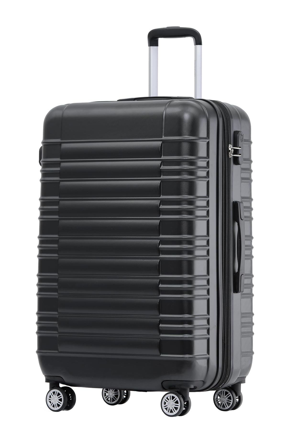 BEIBYE Reisekoffer 2088 Hartschalekoffer Gepäck Koffer Trolley Größe L in 14 Farben (Schwarz)