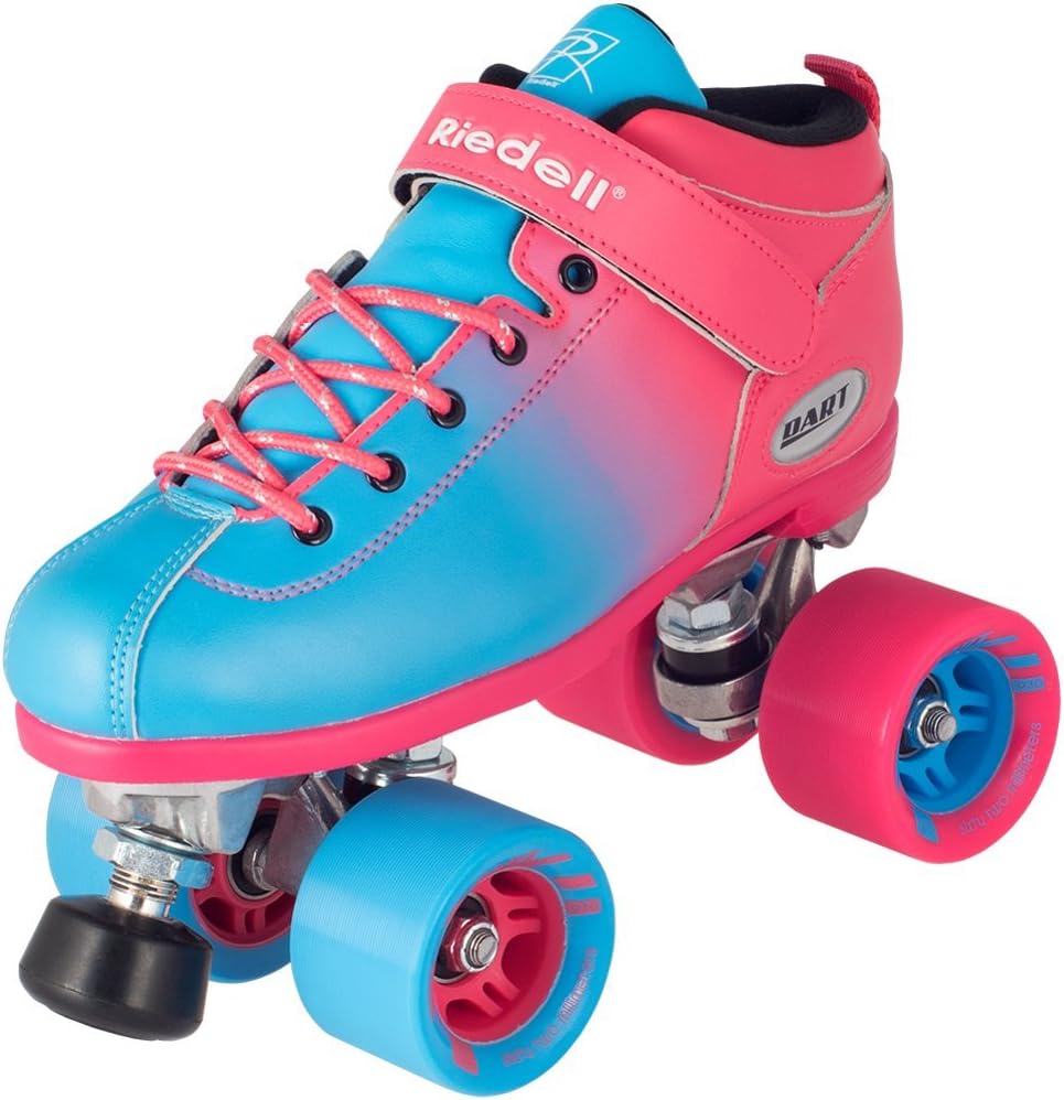 Riedell Quad Roller Skates - Dart Ombre- Fade Color (Pink-Blue, Size 1)