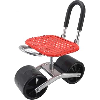 Garden Stool on Wheels Rolling Seat for Gardening with Adjustable Height
