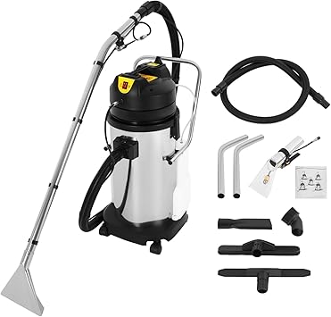 1034W 110V 40L/11Gal Commercial Carpet Cleaning Machine, 3-in-1 Carpet Spraying Floor Brush Cleaner, Silver, Modern Style