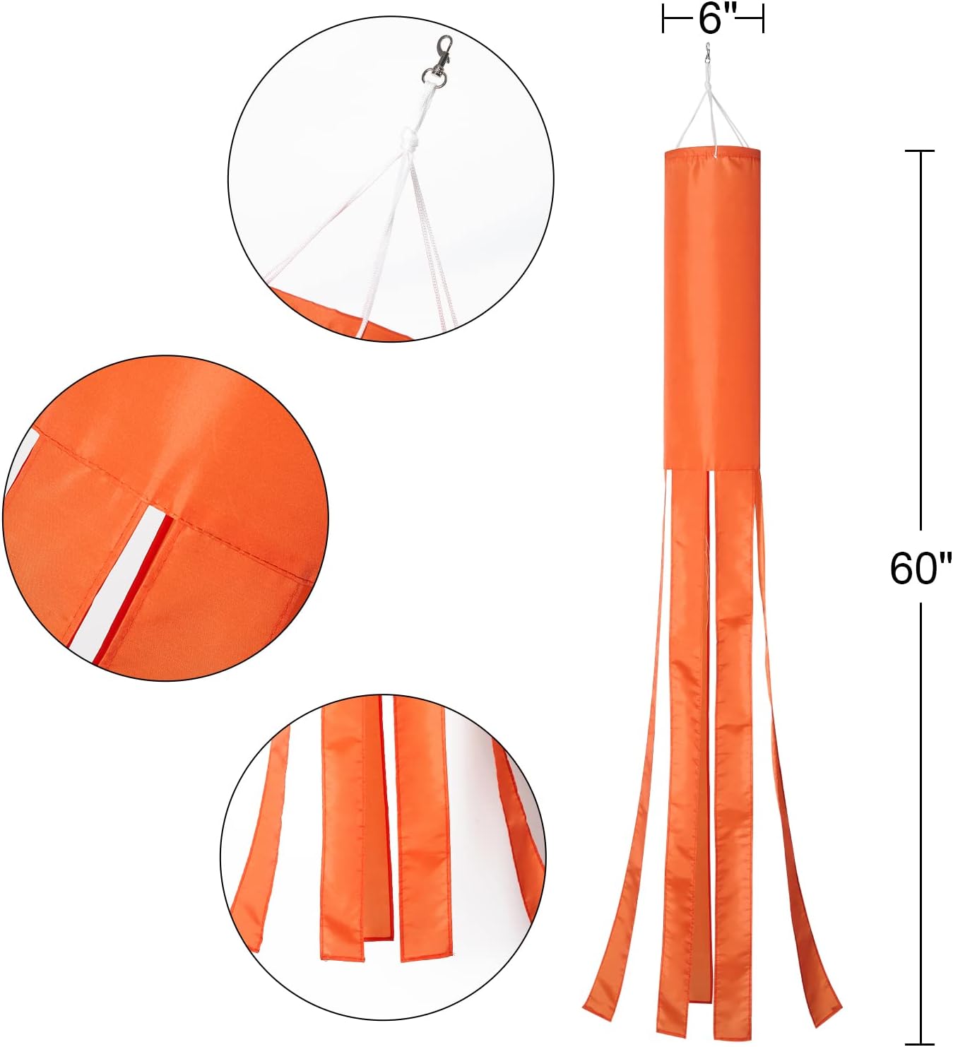 stidsds Solid Orange Flag Windsocks Plain Orange Color Flags Wind Socks Heavy Duty Hanging Garden Yard Outdoor Decoration 60 Inch(2 Pack)