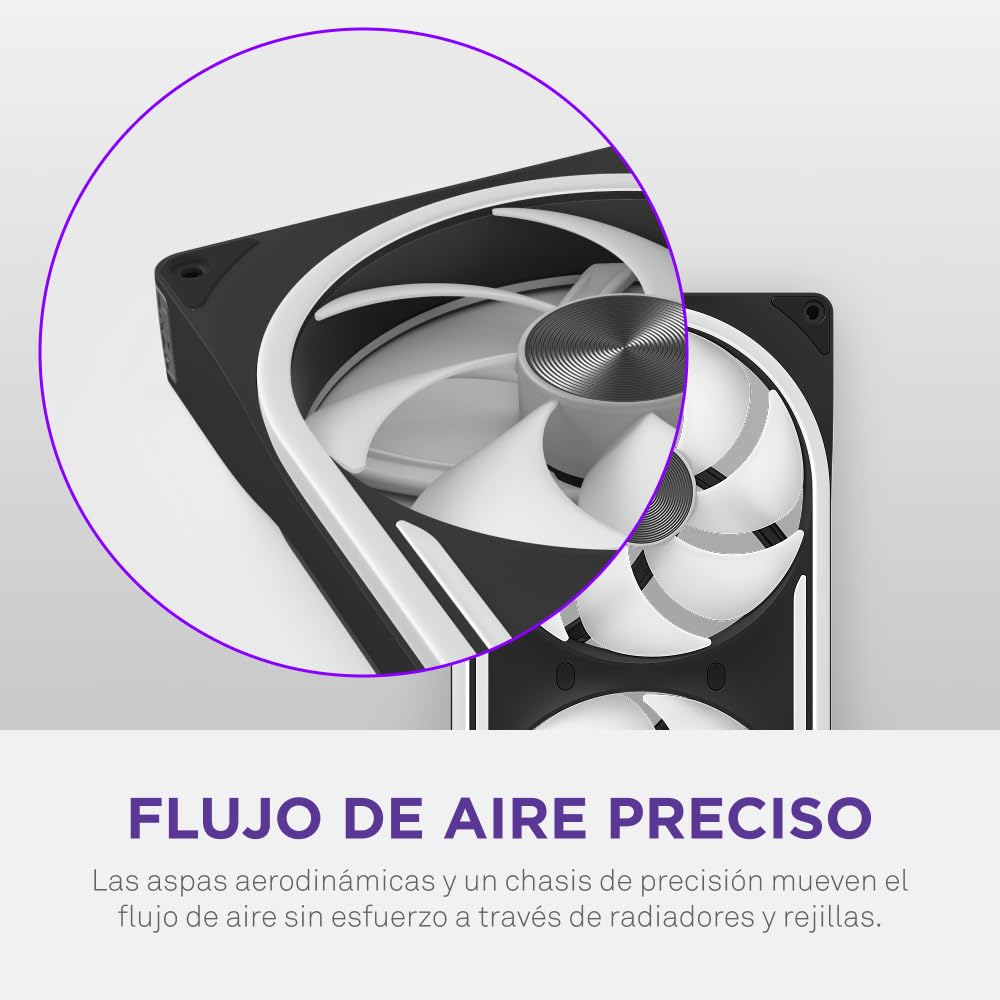 NZXT F360U Ultra - Ventilador RGB Multizona Marco Único 360mm - Negro | Unidad Ultra de marco único de 360mm con tres ventiladores de 120mm y RGB multizona. Ultrasilenciosa, premium, RGB con CAM.
