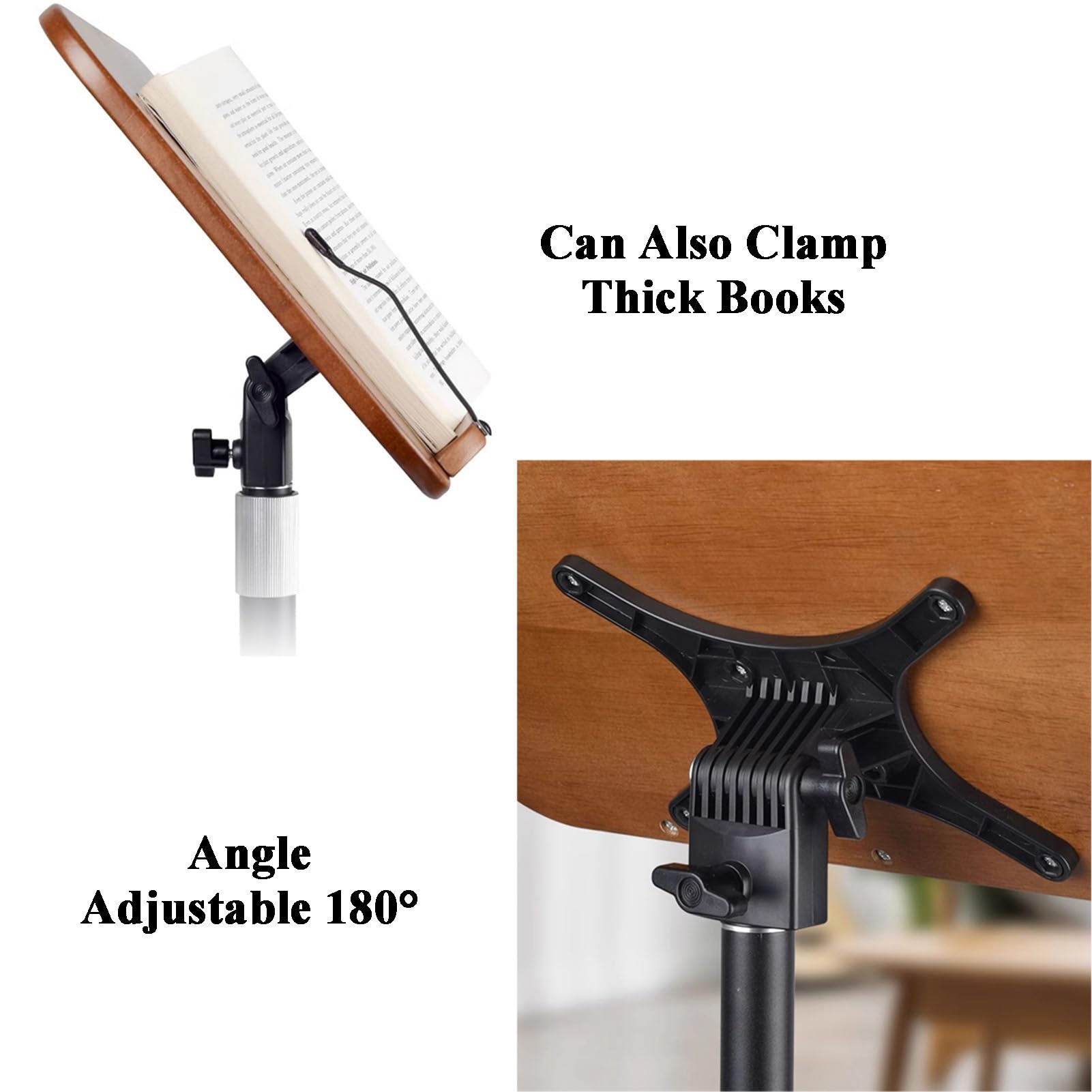 Générique Pupitre de Lecture réglable avec Pinces à Pages, Base Robuste pour Livres, partitions et Recettes, Hauteur 50-130 cm, idéal pour étudier et pour la Maison