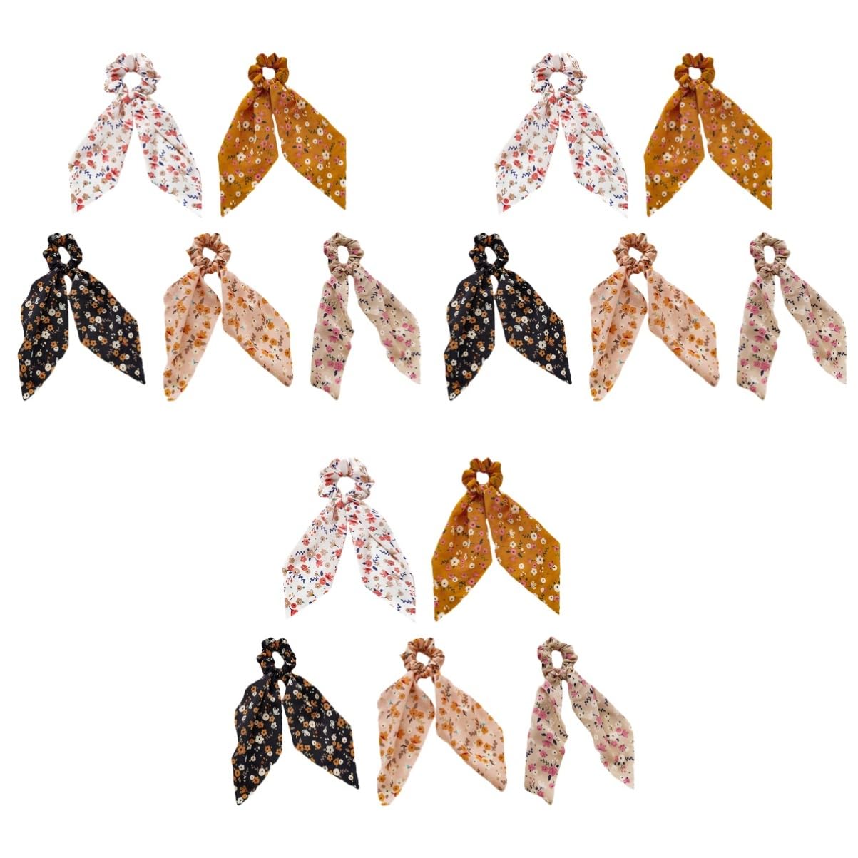 Didiseaon 3 Juegos De Pañuelos Elásticos Para El Pelo Para Mujer Coleteros Sintéticos Con Estampado Floral Ligeros Elegantes Y Versátiles 5 Unidades X 3