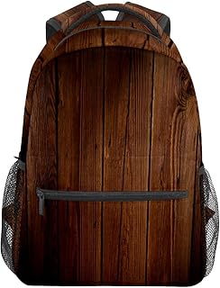 Mochila escolar para meninas meninos placa de madeira marrom estudante bolsa de livro para meninos menina leve durável médio ensino médio ensino médio bolsa para viagem caminhada acampamento mochila, Multicolorido, One Size, Clássico