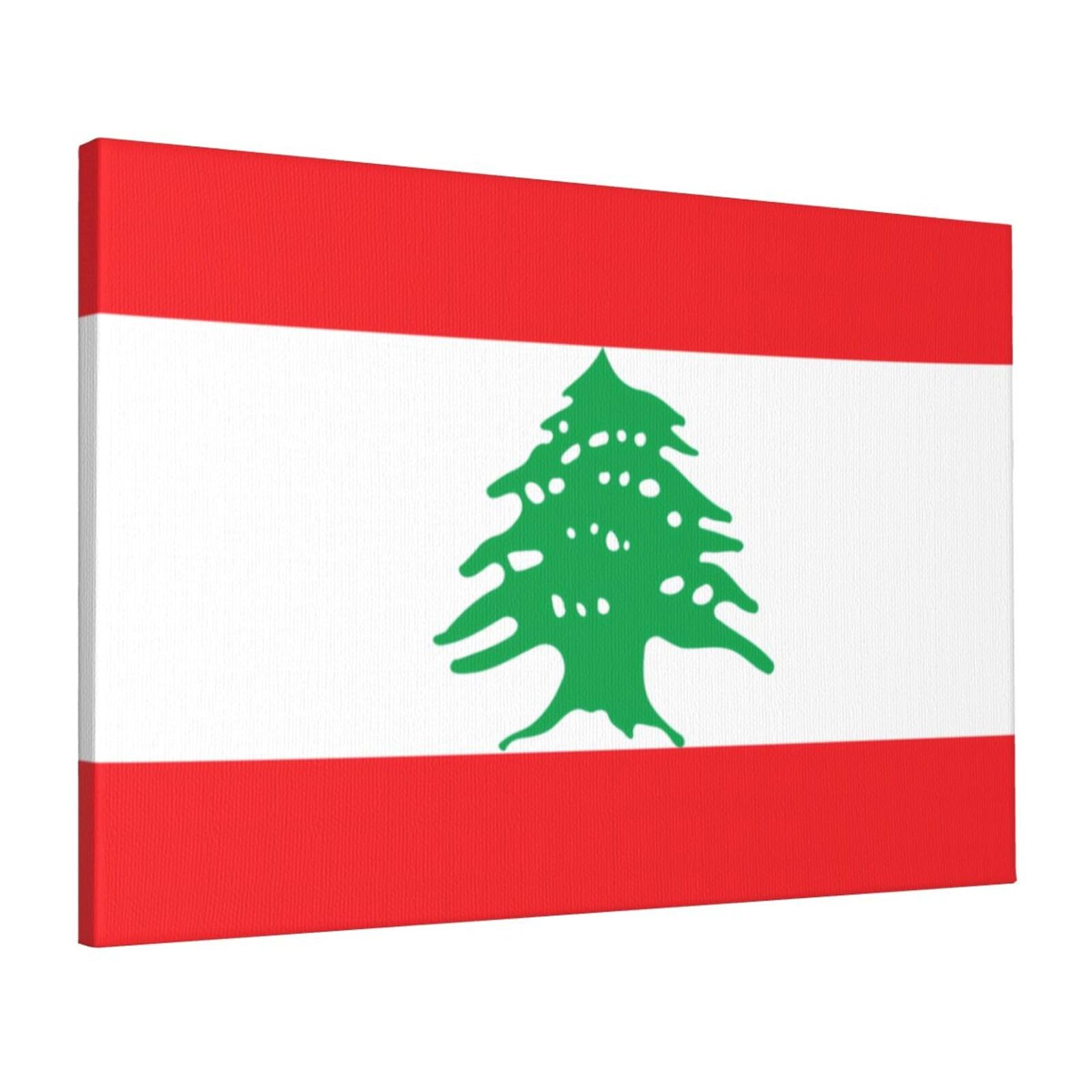 CNTDBU Flag of Lebanon Canvas Wall Art 16x24 Inch-Large Modern Painting Print for Living Room, Framed Ready to Hang Artwork for Bedroom