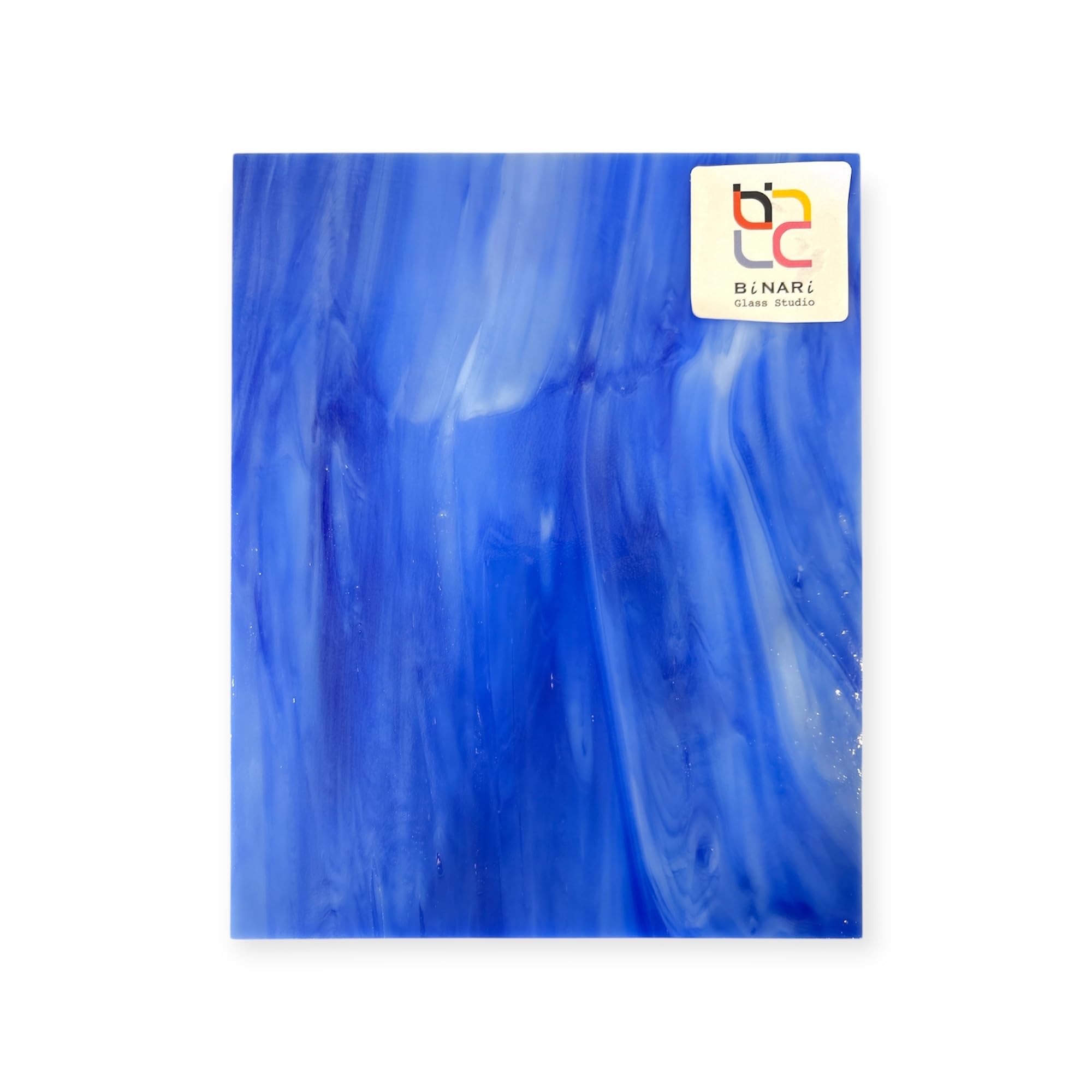 8" X 12" Steel Blue, White Opal Wissmach Stained Glass Sheet - (1 Sheet) by BiNARi Glass Studio