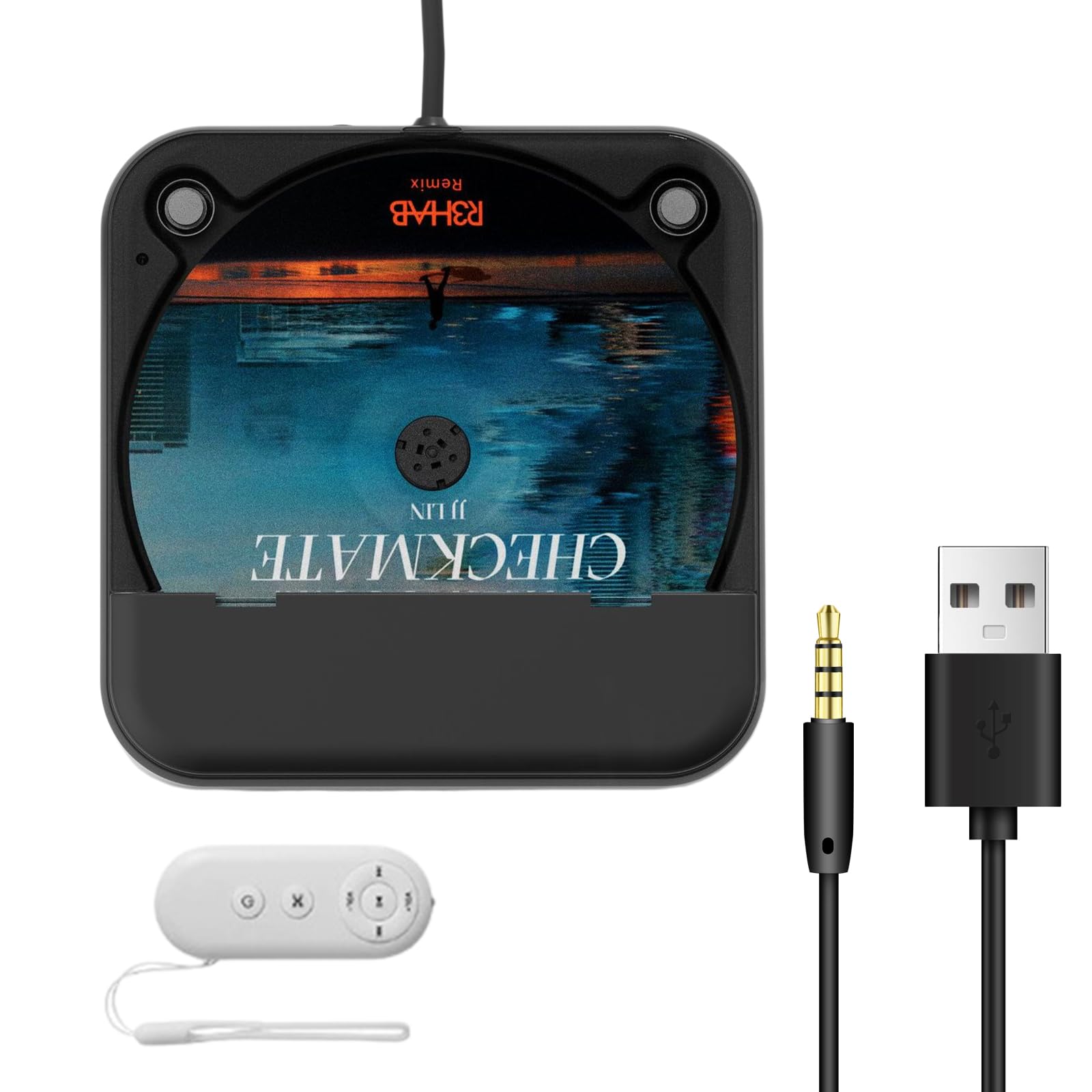 CD Player für Auto mit USB/AUX-Anschluss, Universal Auto CD-Player Externer CD Laufwerk, kompatibel mit AutoRadio, CD-Spieler für Fahrzeuge, Laptop, PC, Fernseher, mit AUX-Kabel, Schwarz