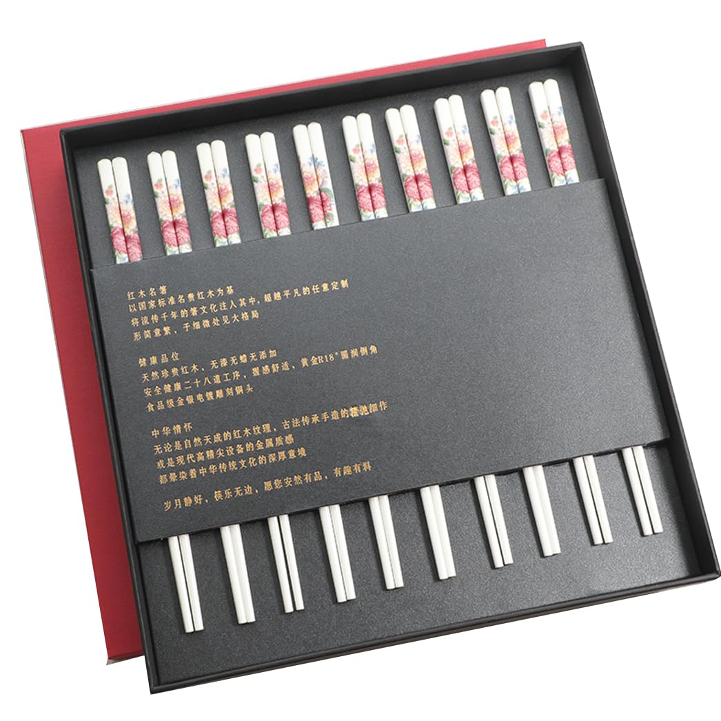 Jeu de baguettes, Coffret cadeau de baguettes réutilisables avec étui, en céramique d'os haute qualité x 10 paires