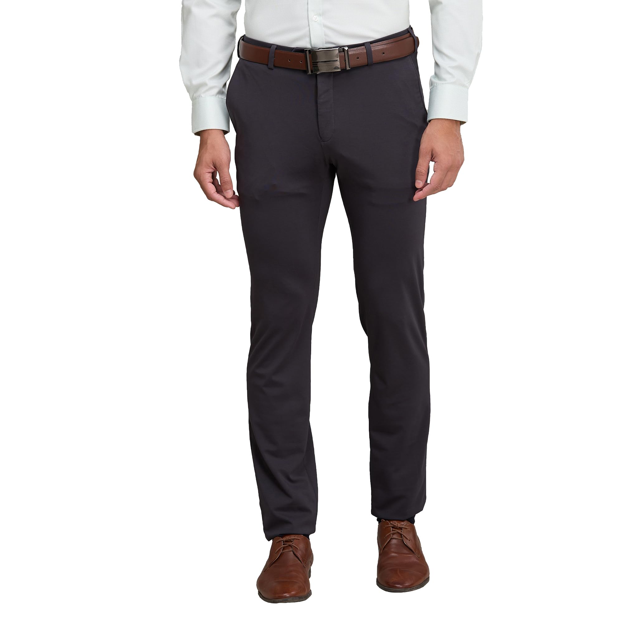 raymond Men's Mid Rise Slim Fit Terry Rayon Blend Solid Pattern Flat Front Formal Trouser-picture-29