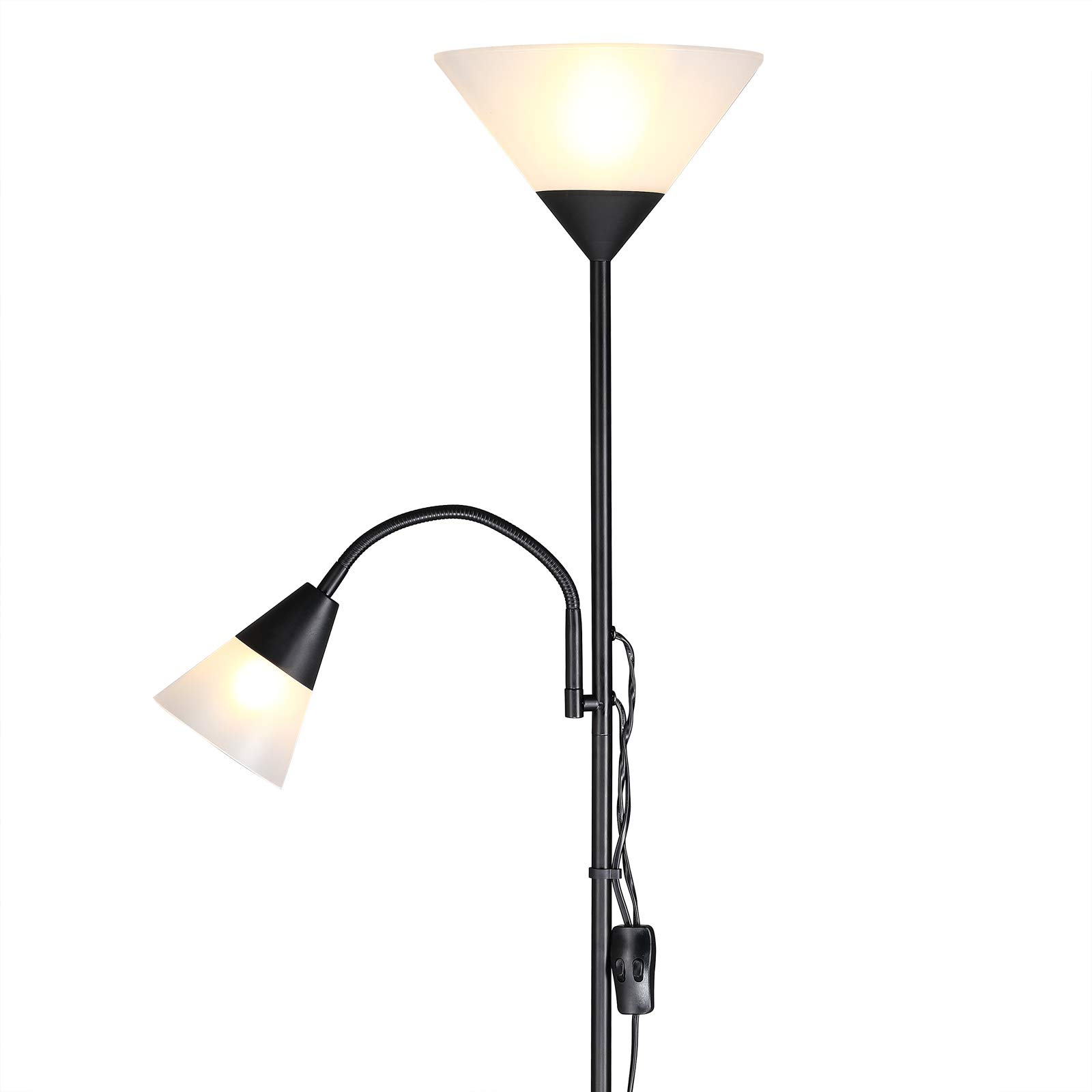 Monzana® Piantana Lampada da Terra 175cm 2 Luci E27 E14 Luce da Lettura con Braccio Regolabile Lampade a Stelo Soggiorno
