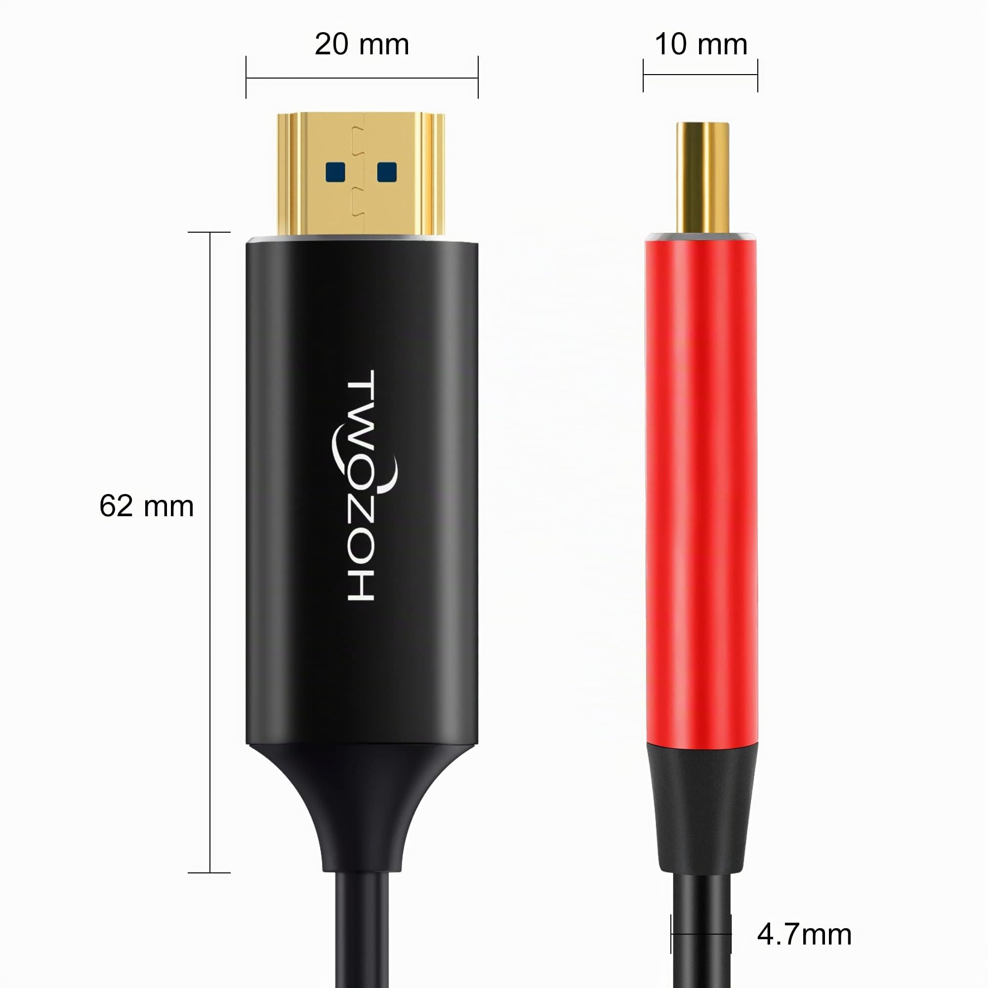 Twozoh 8K Glasfaser HDMI Kabel 50M, Hochgeschwindigkeits HDMI 2.1 Optisches kabel unterstützt 48Gbps 8K@60Hz, 4K@120Hz