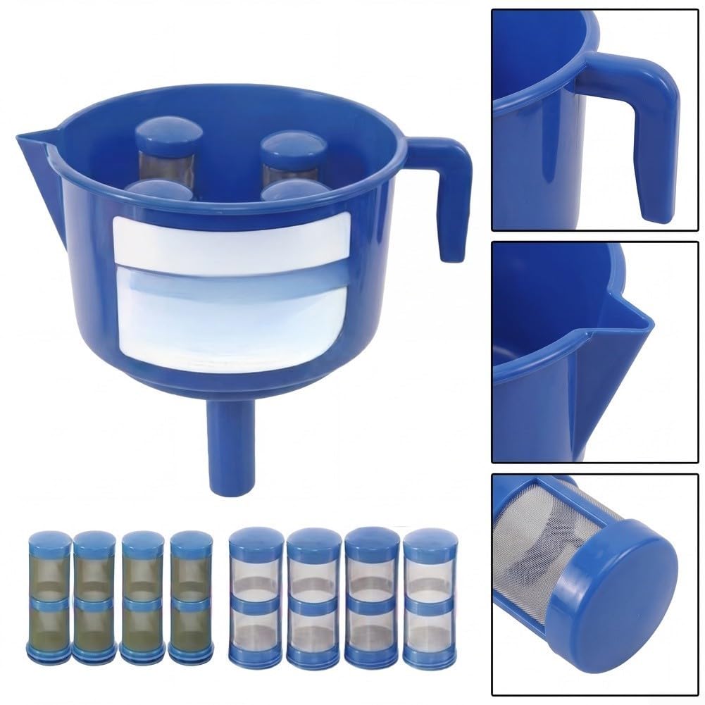 Strumento separatore di olio a imbuto con 4 elementi di filtraggio a doppio strato per filtro, sistema di lucidatura portatile in plastica antiruggine 12