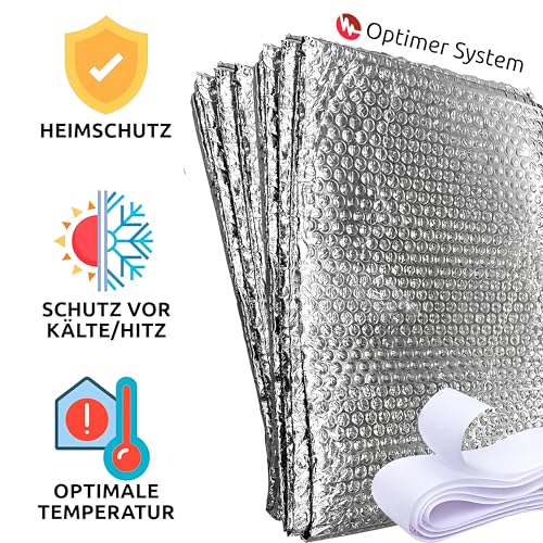 Optimer Home - Thermo-Fensterdämmung schützt vor Kälte und Hitze - 1.5x1.2m - Selbstklebende Wärmeisolierung mit Klettverschluss